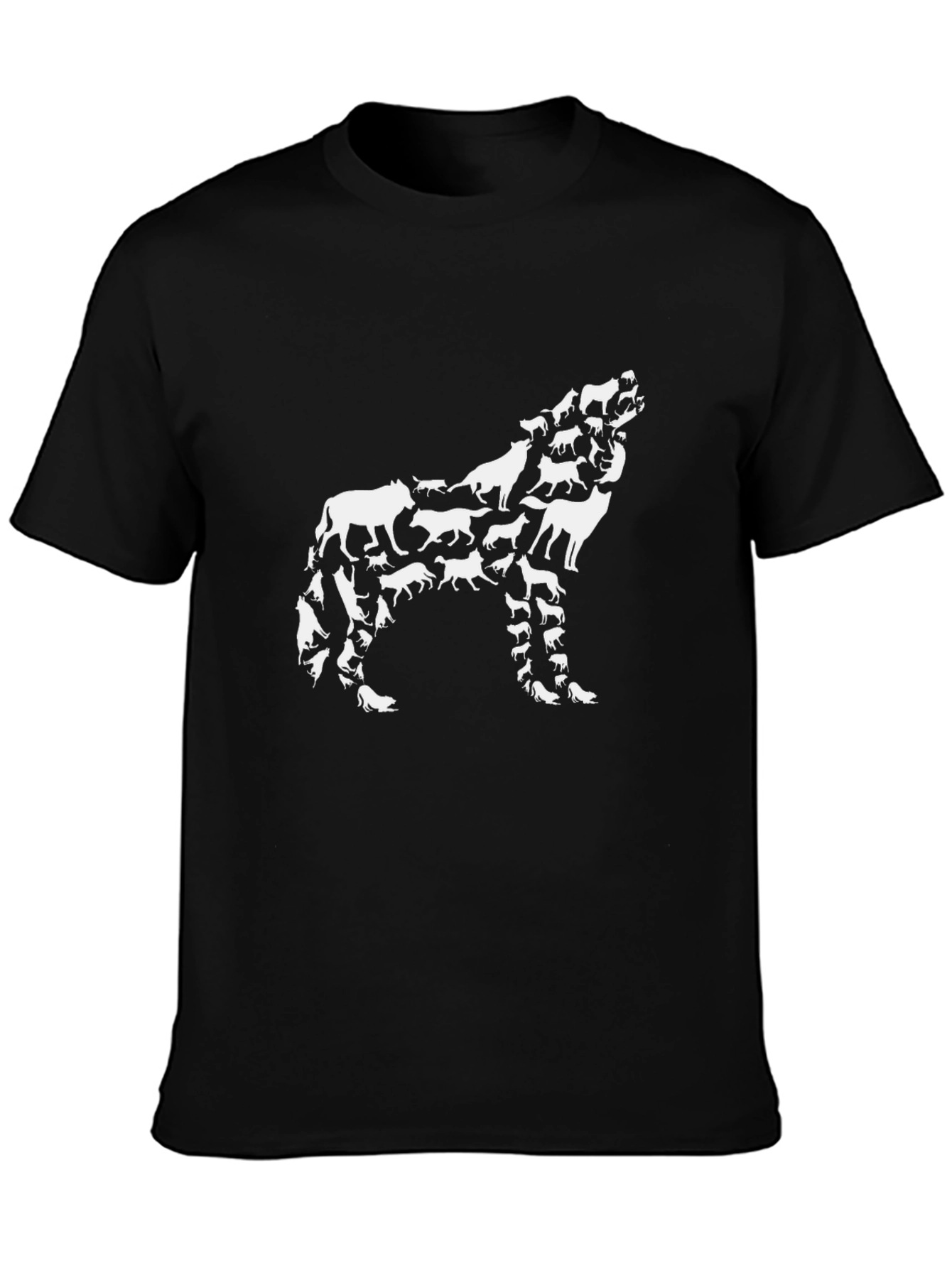 Wolf Pack Graphic Tee - Mens Black Cotton T-Shirt