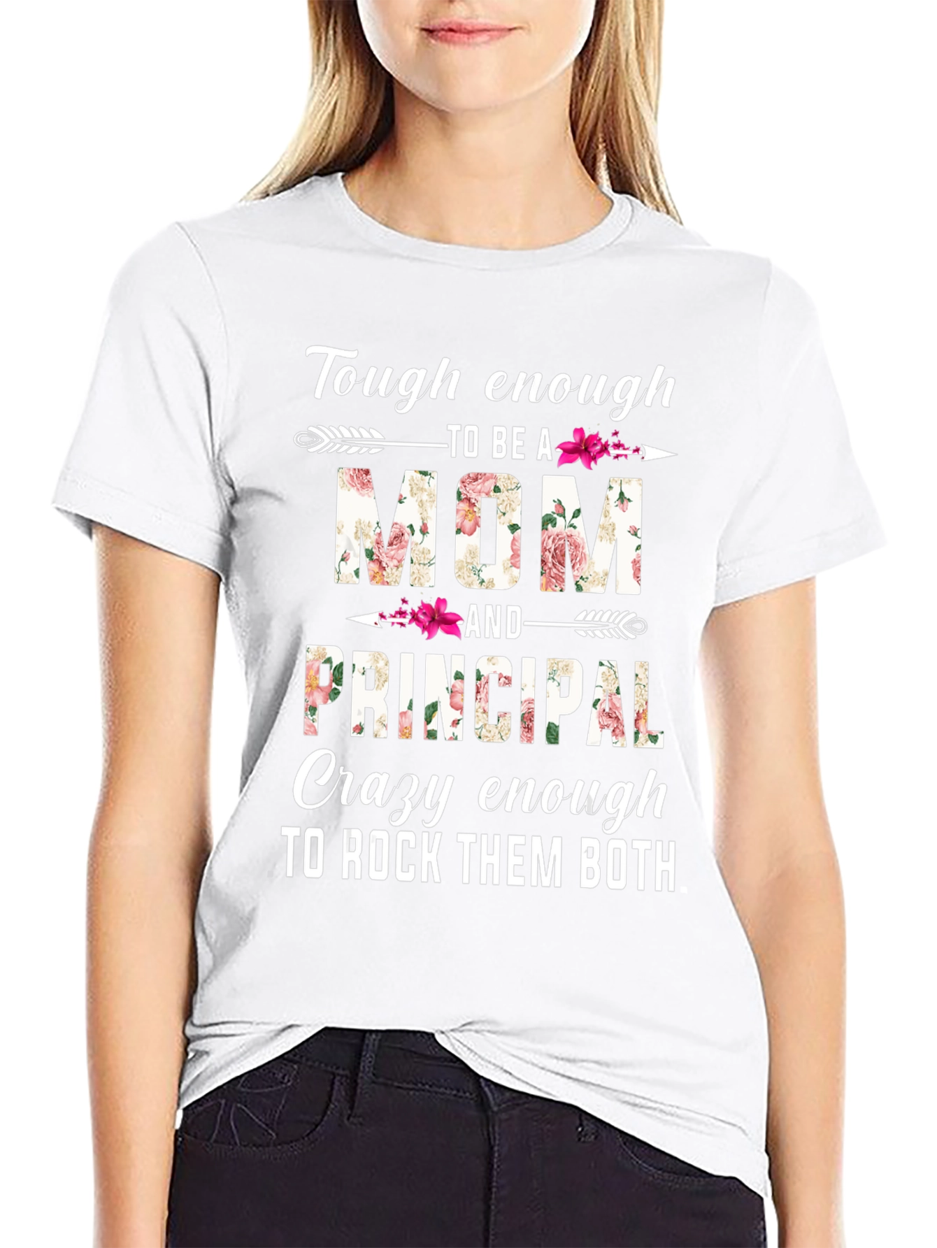 Tough Mom & Principal Floral Graphic T-Shirt