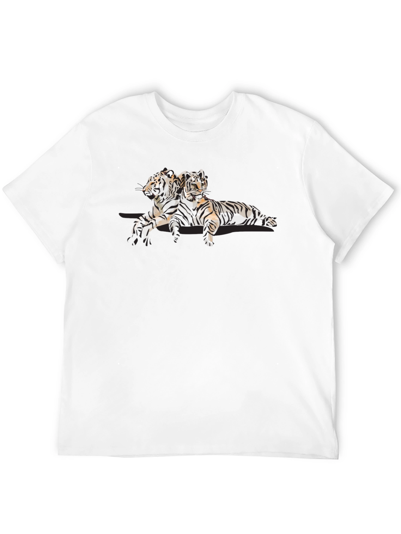 Graphic Print Black T-Shirt with Tiger Design