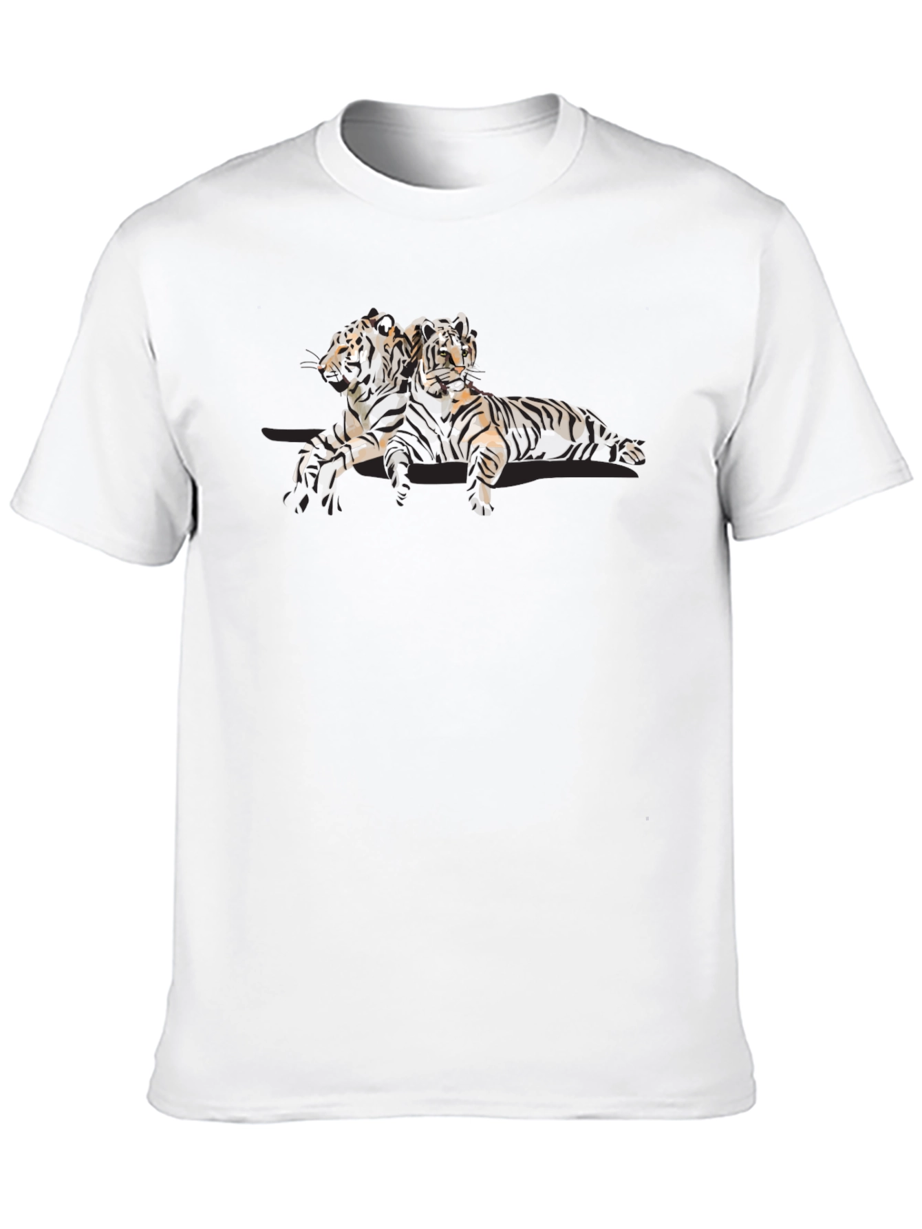 Graphic Print Black T-Shirt with Tiger Design
