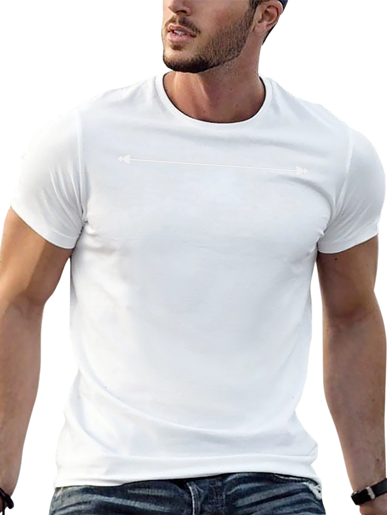 Classic Black Crew Neck T-Shirt - Arrow Design