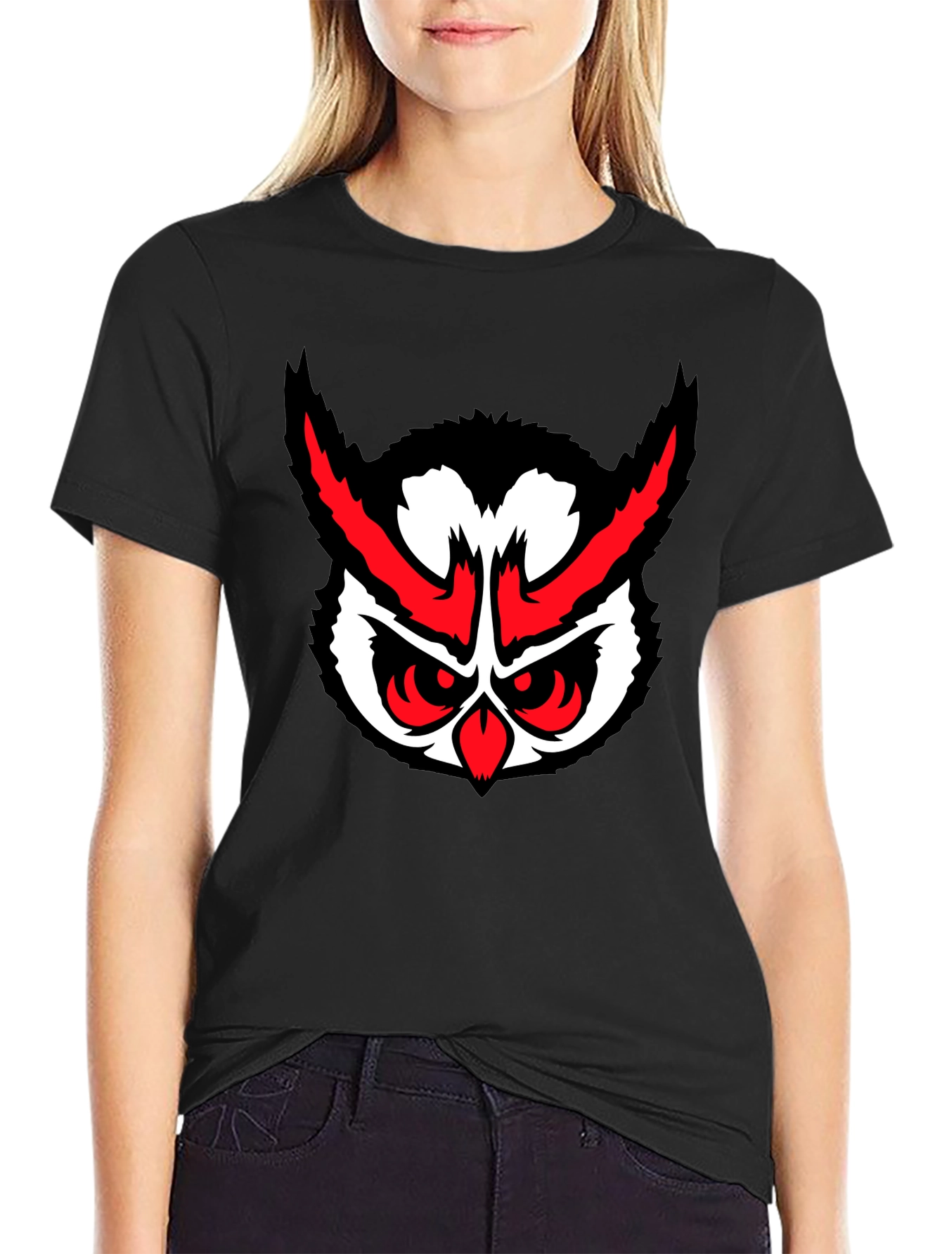 Mens Black Owl Graphic T-Shirt