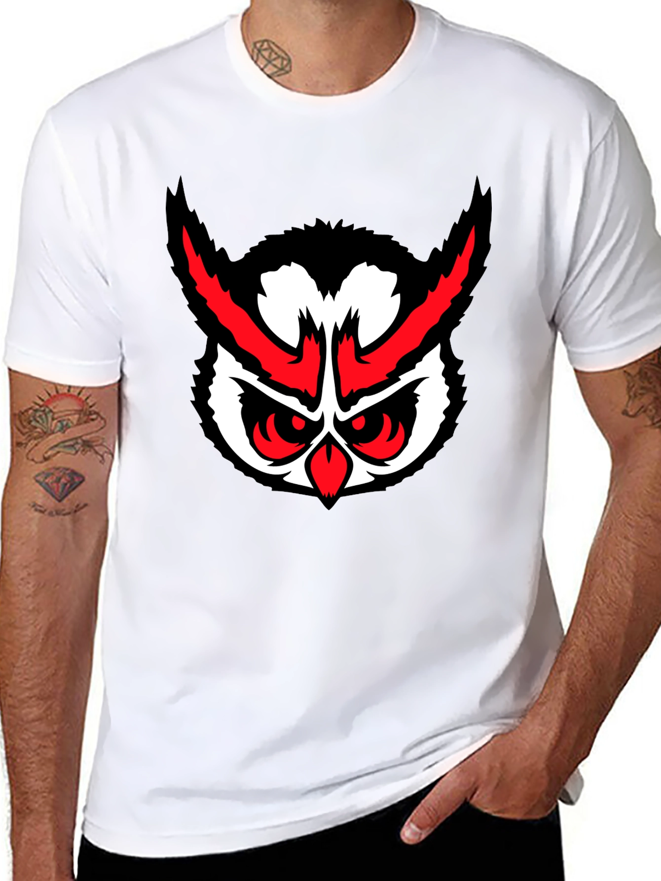 Mens Black Owl Graphic T-Shirt