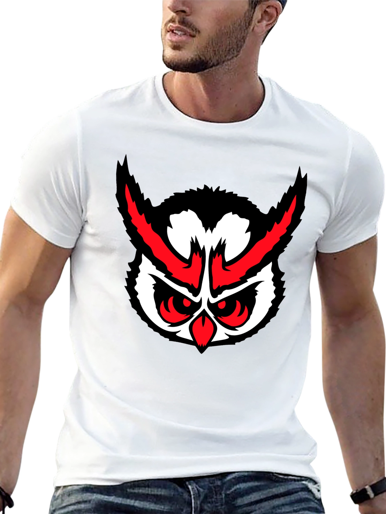 Mens Black Owl Graphic T-Shirt