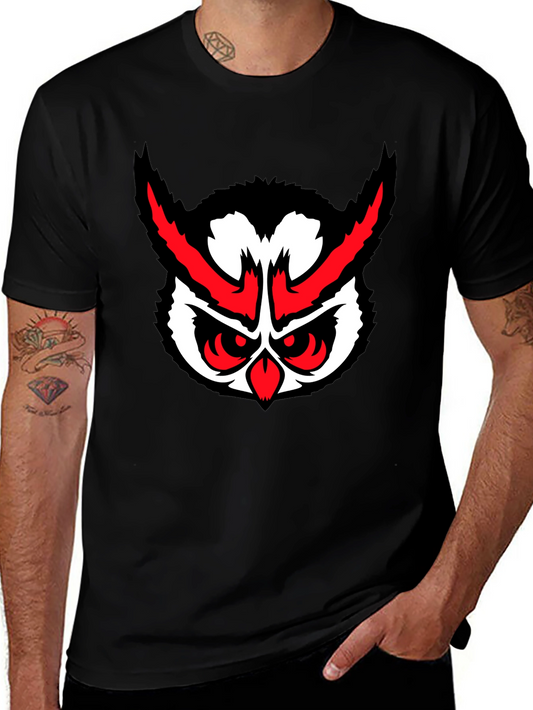 Mens Black Owl Graphic T-Shirt
