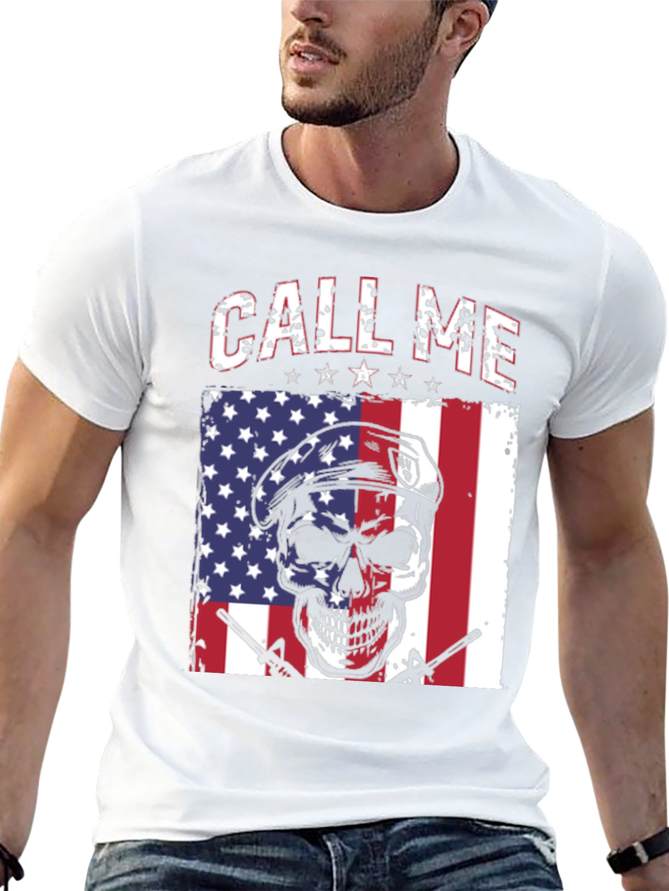 Call Me Skull American Flag T-Shirt