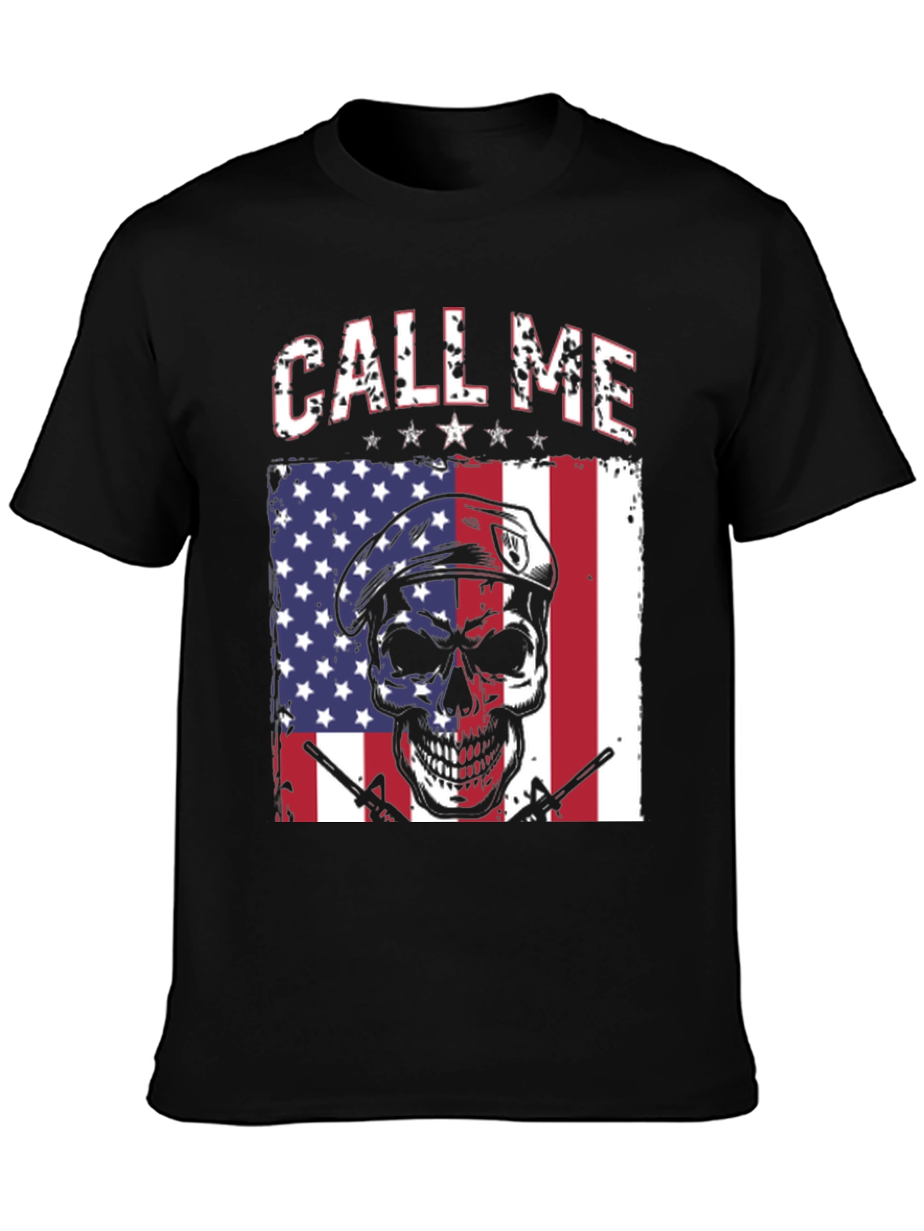 Call Me Skull American Flag T-Shirt