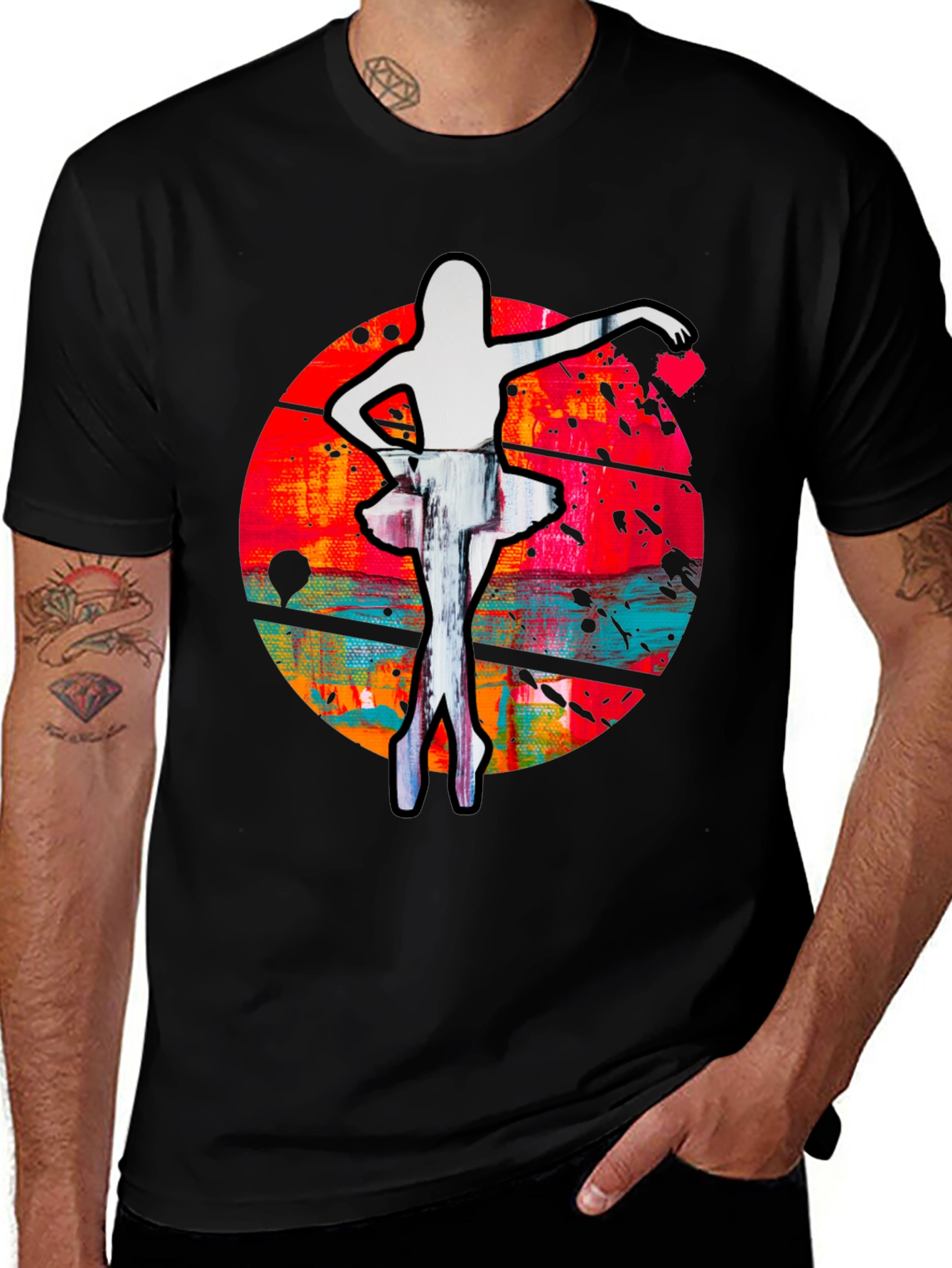 Ballerina Graphic Print Crew Neck T-Shirt