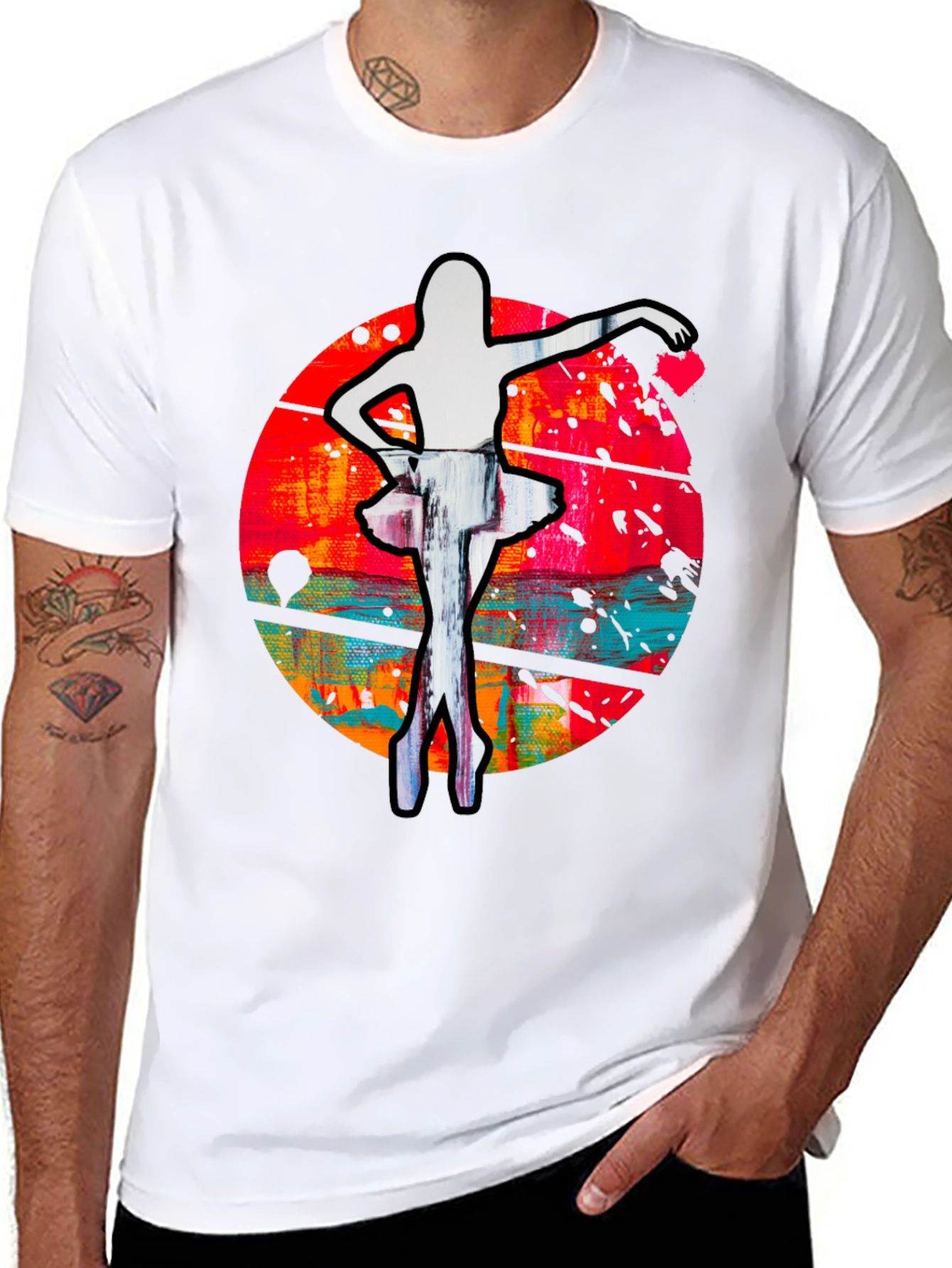 Ballerina Graphic Print Crew Neck T-Shirt