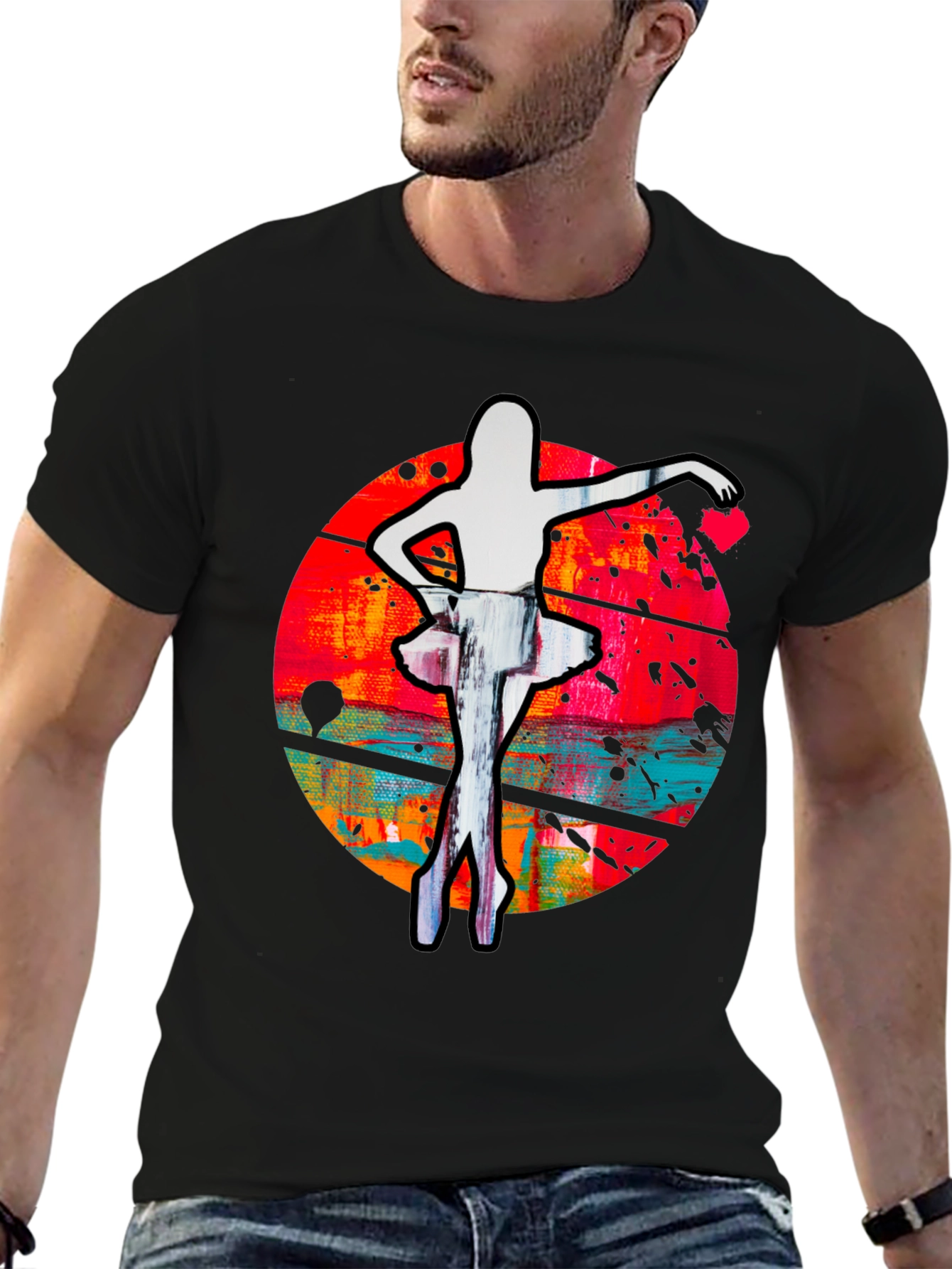 Ballerina Graphic Print Crew Neck T-Shirt