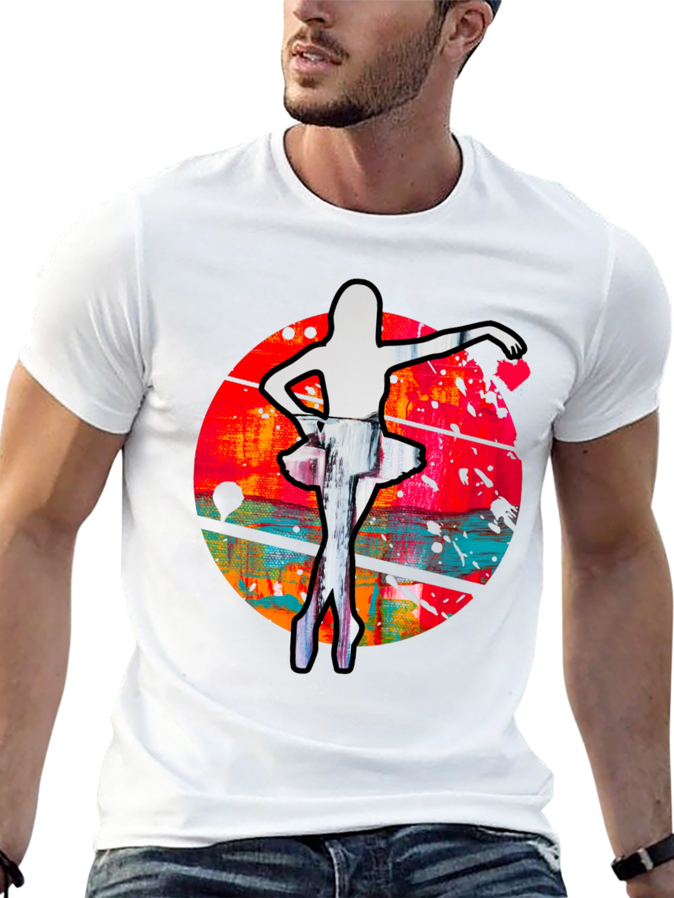 Ballerina Graphic Print Crew Neck T-Shirt