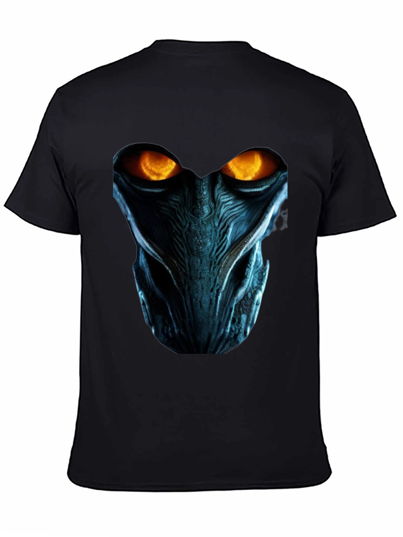 Sci-Fi Alien Face Graphic Black T-Shirt