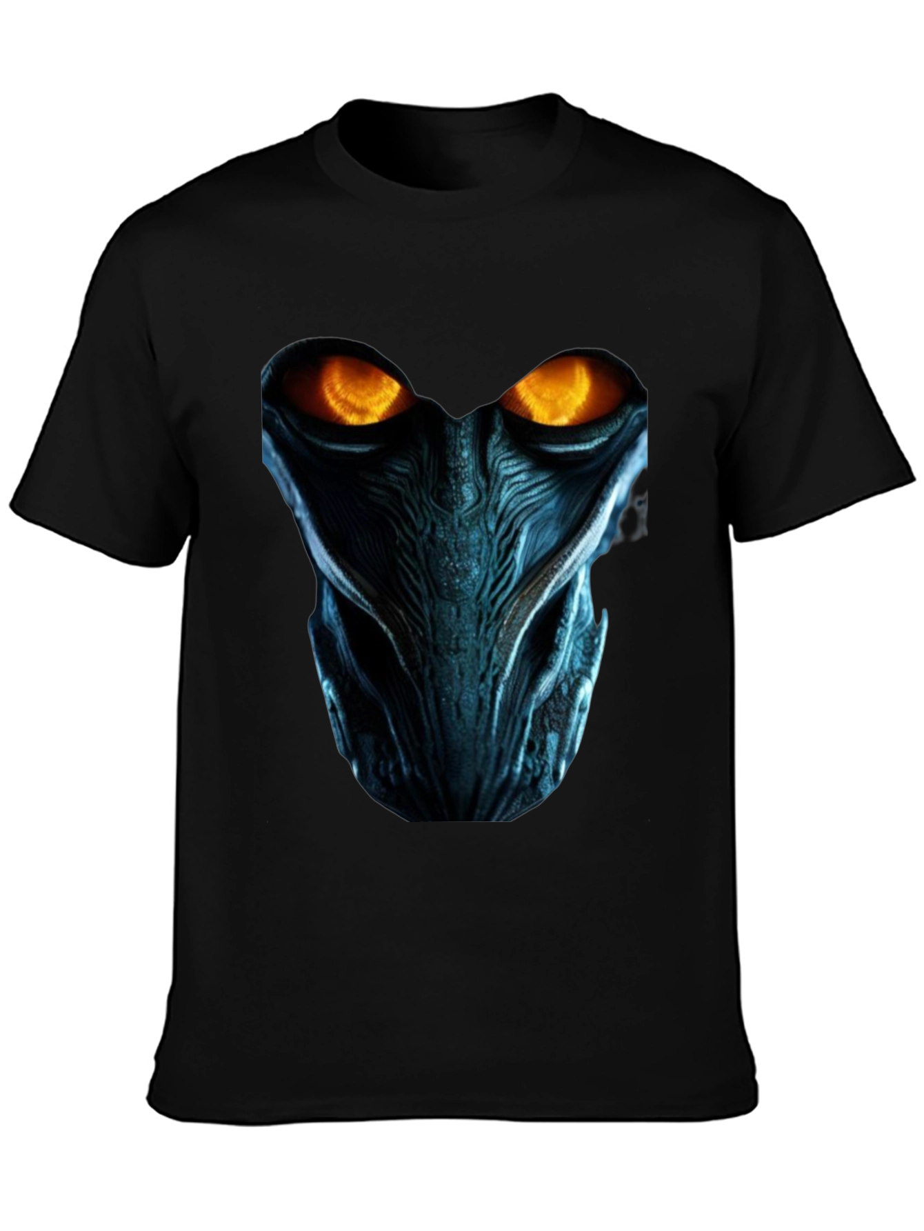 Sci-Fi Alien Face Graphic Black T-Shirt