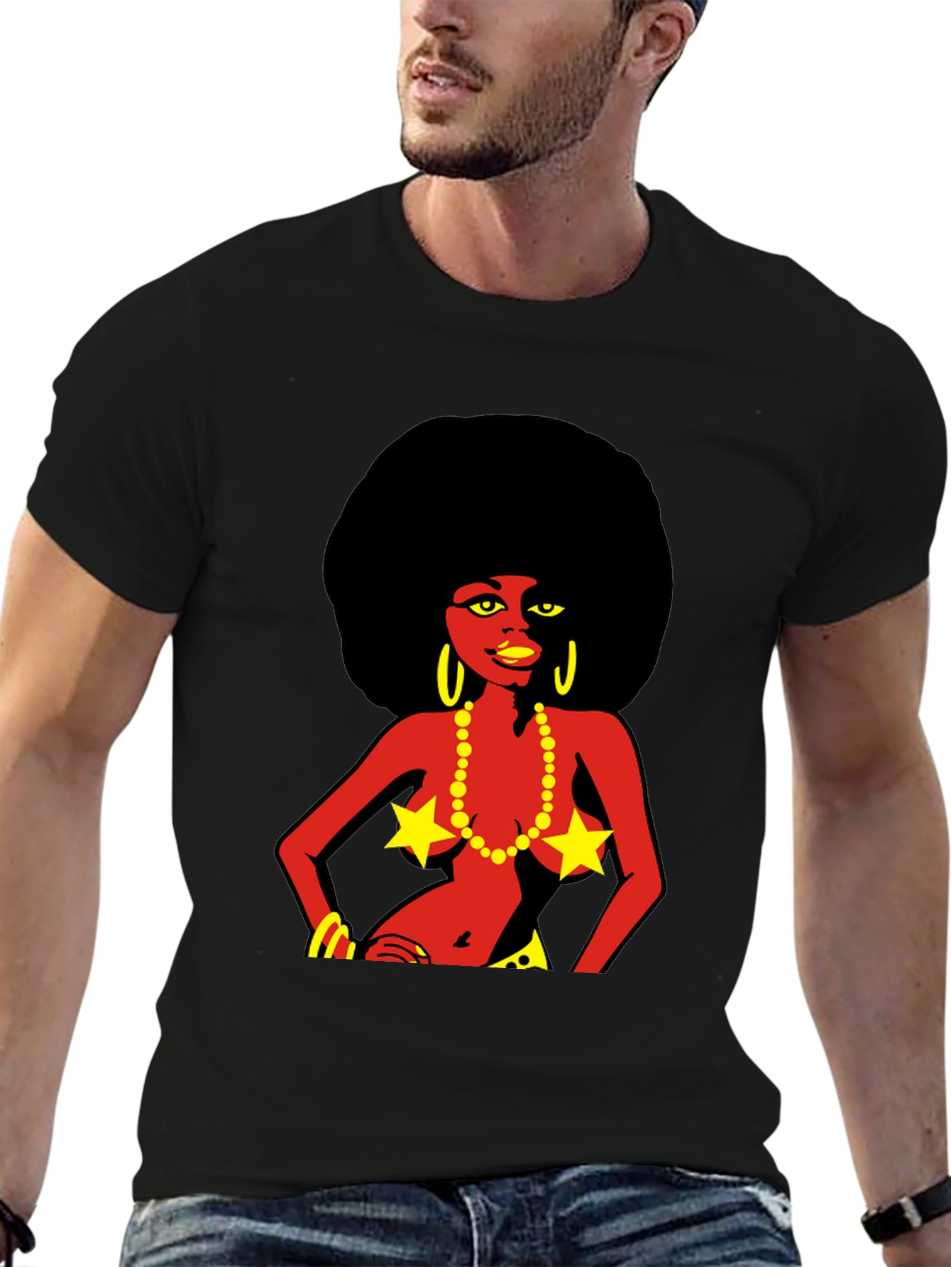 Retro Afro Girl Graphic T-Shirt - Bold & Unique!
