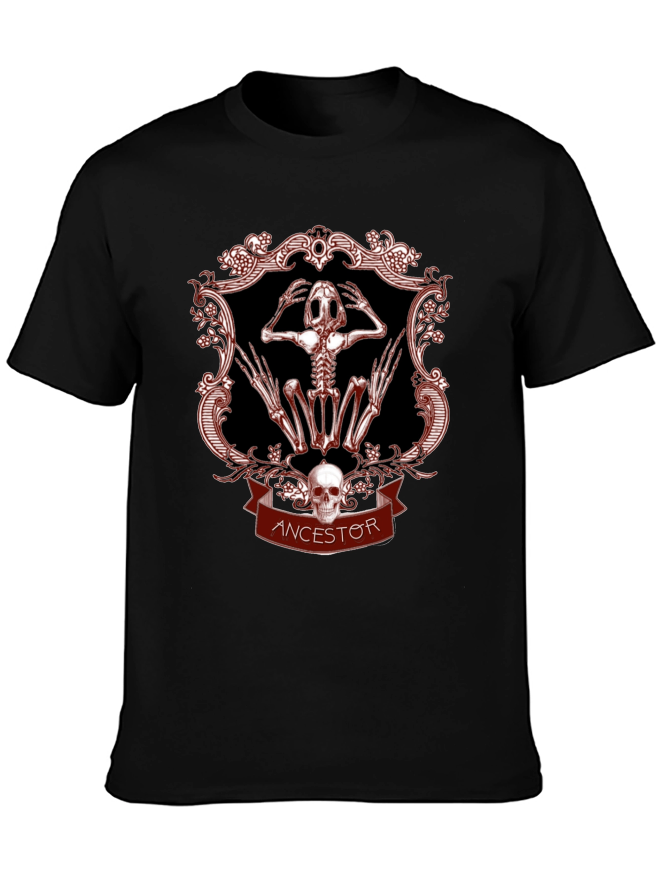 Ancestor Frog Skeleton Graphic T-Shirt - Gothic Style