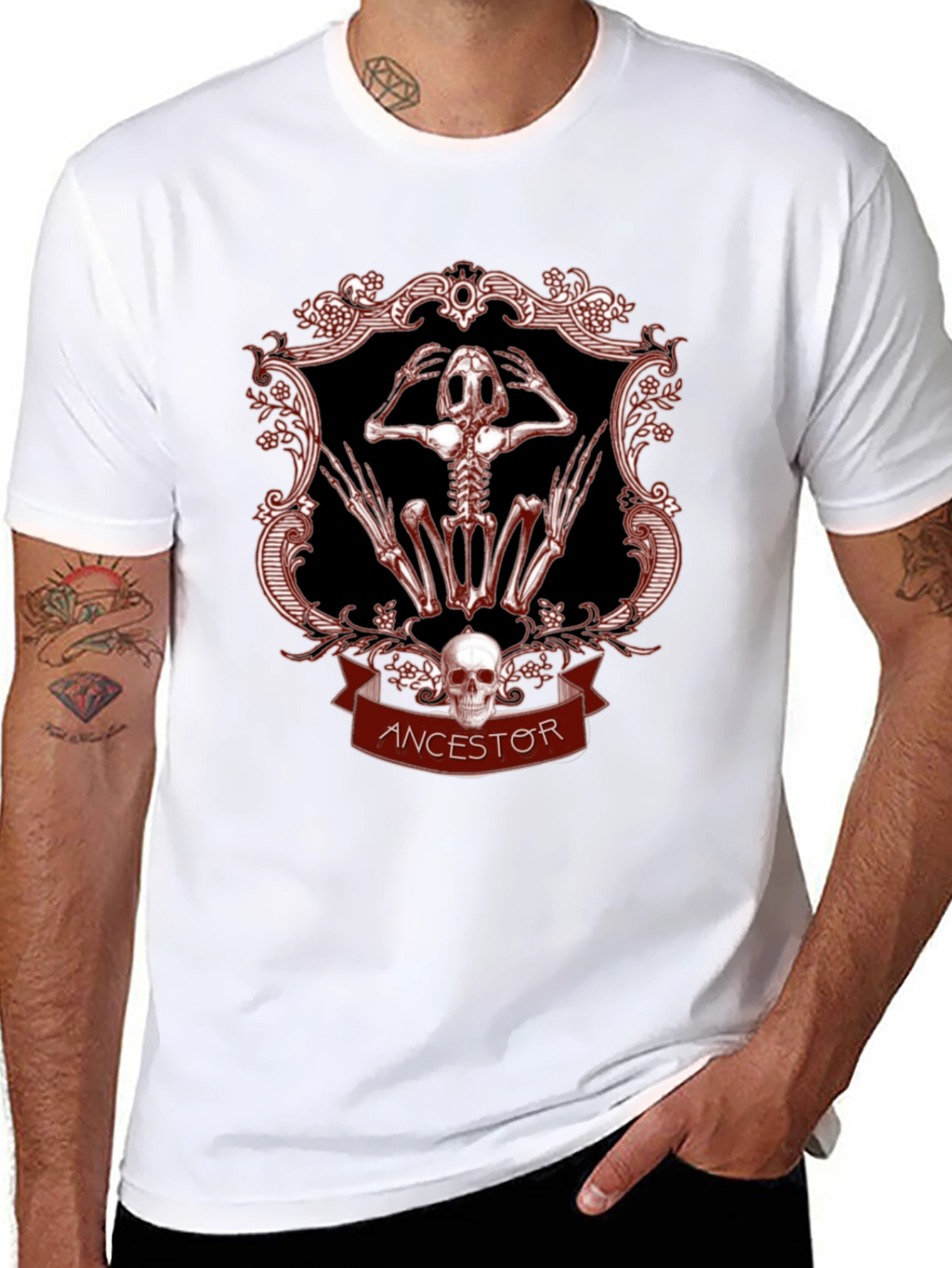 Ancestor Frog Skeleton Graphic T-Shirt - Gothic Style