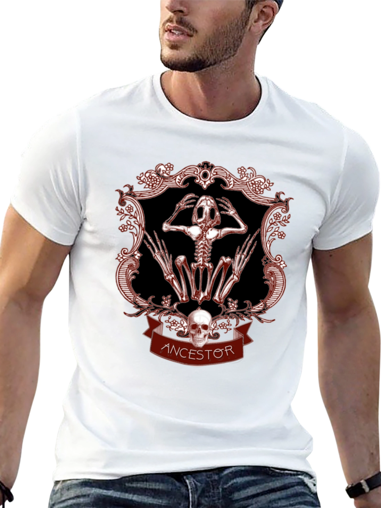 Ancestor Frog Skeleton Graphic T-Shirt - Gothic Style