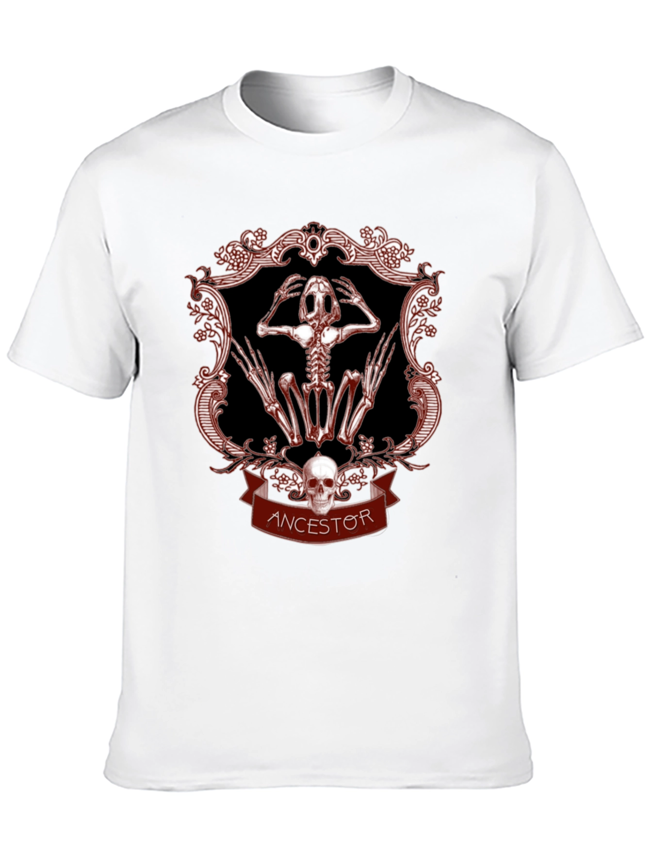 Ancestor Frog Skeleton Graphic T-Shirt - Gothic Style