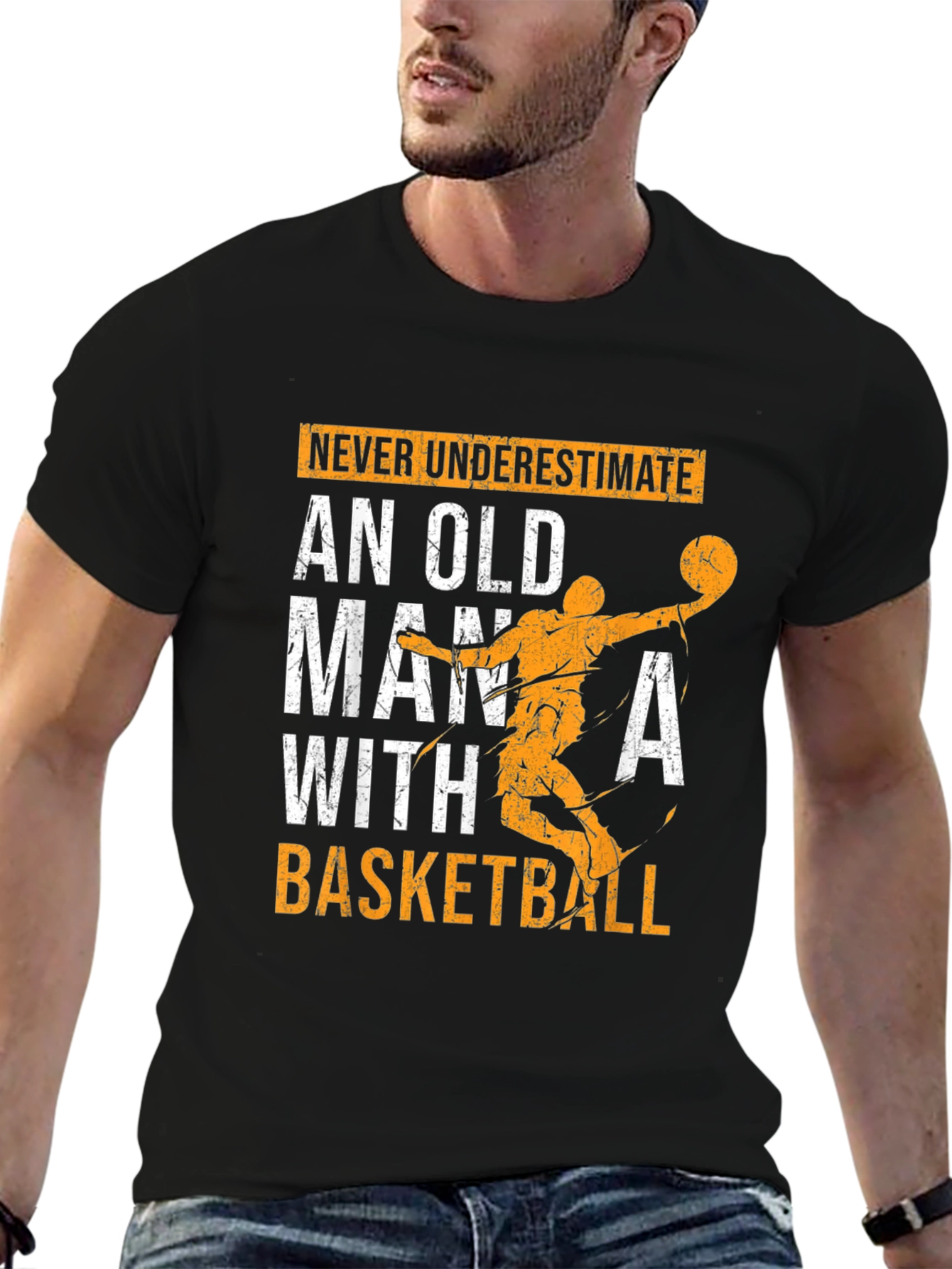 Old Man Basketball Graphic T-Shirt