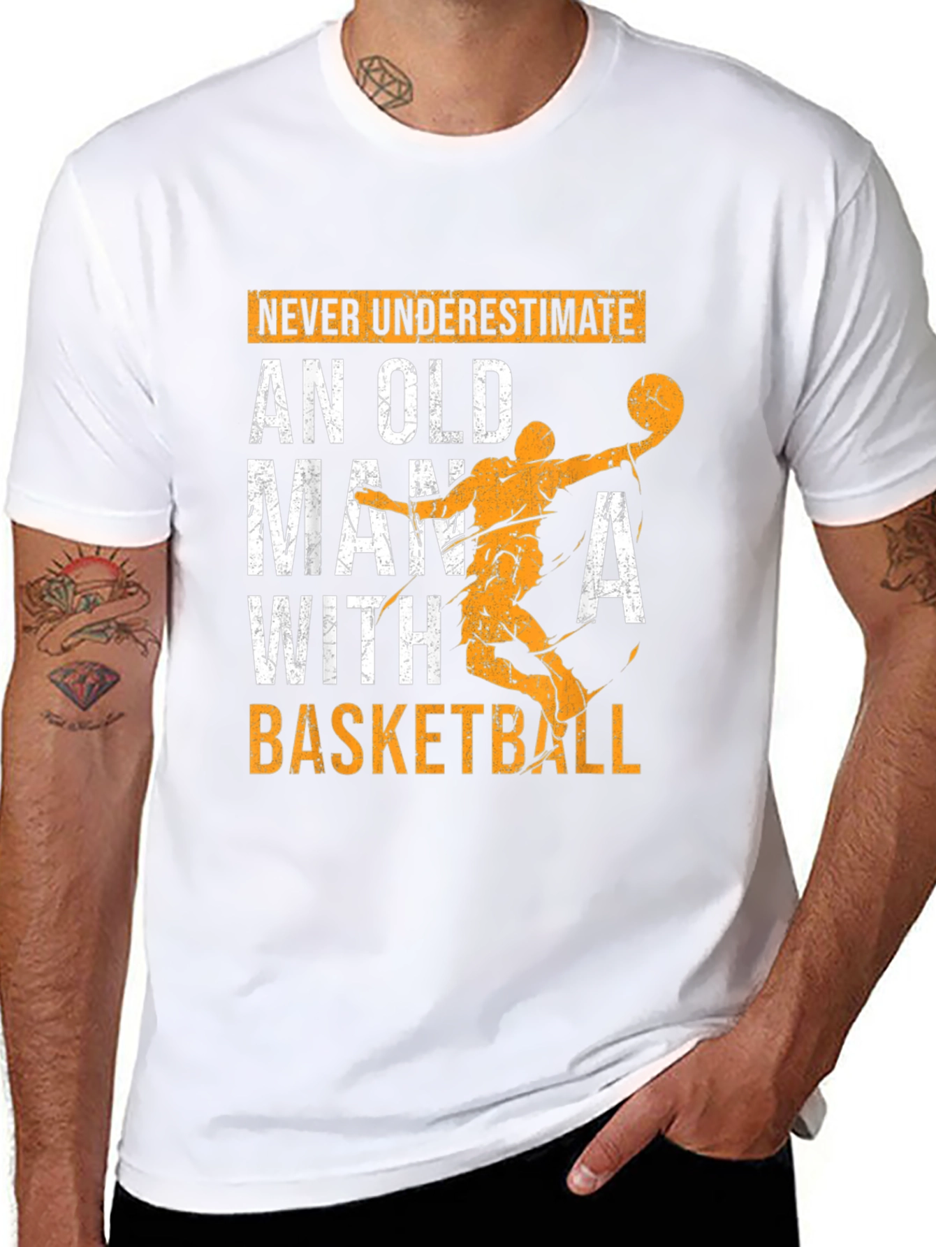 Old Man Basketball Graphic T-Shirt