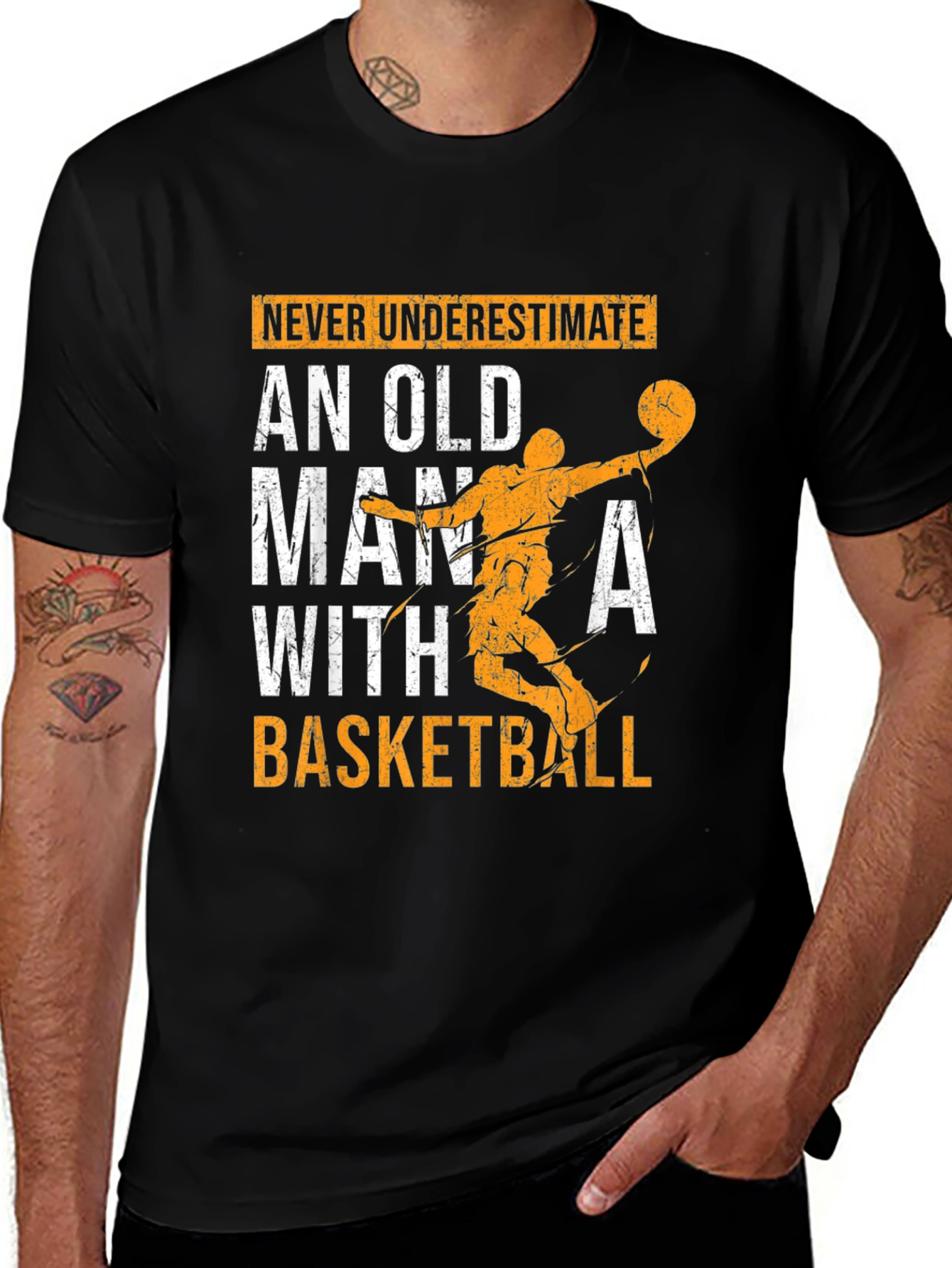 Old Man Basketball Graphic T-Shirt
