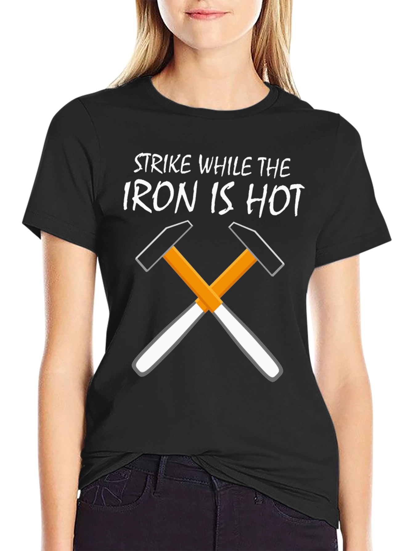 Strike While the Iron Is Hot Black T-Shirt
