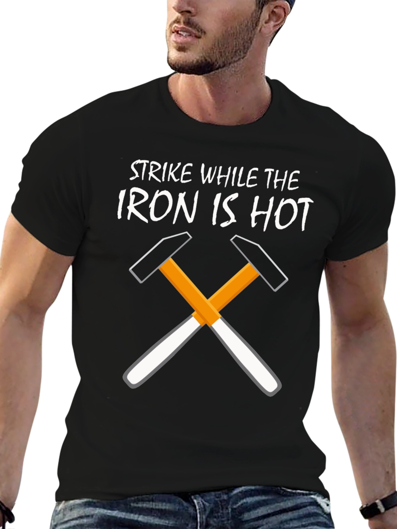Strike While the Iron Is Hot Black T-Shirt