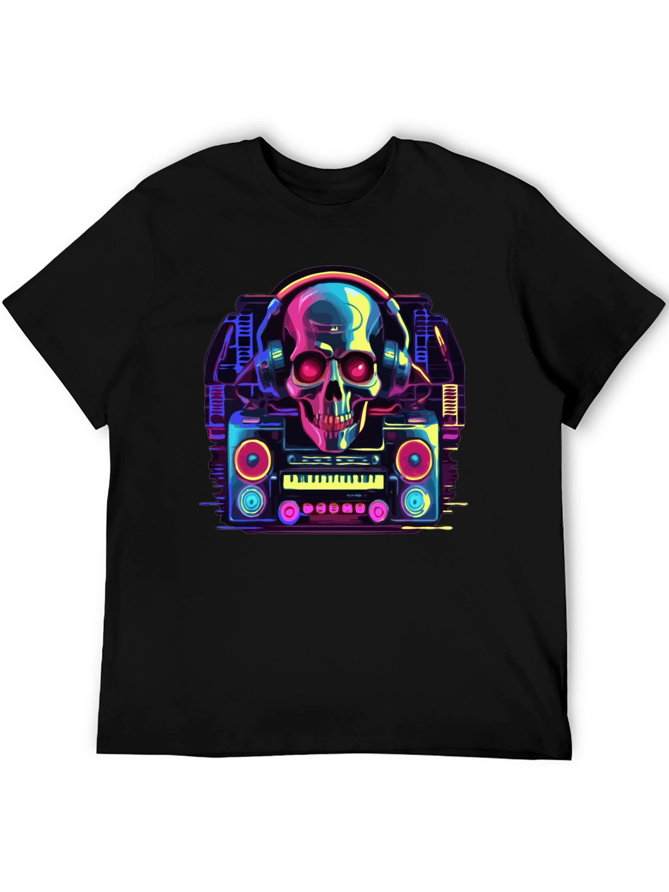 Skull Boombox Graphic Tee - Retro Music Style