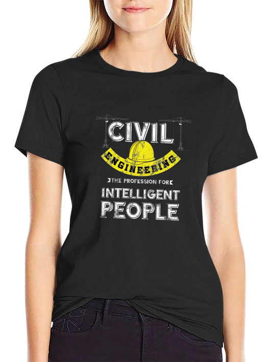 Civil Engineering Intelligent People Black T-Shirt