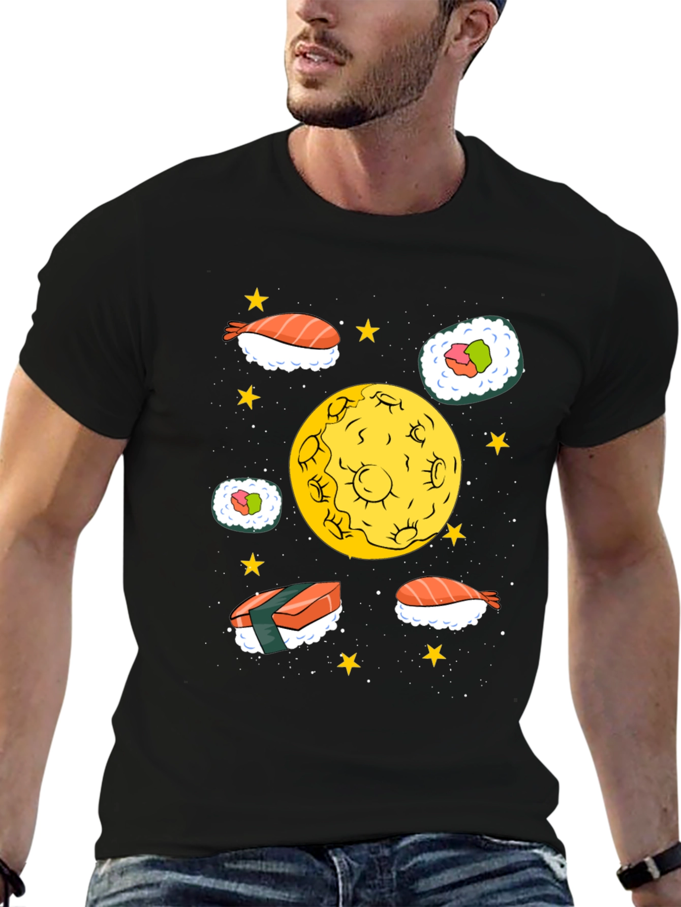 Sushi Moon Black Graphic Tee