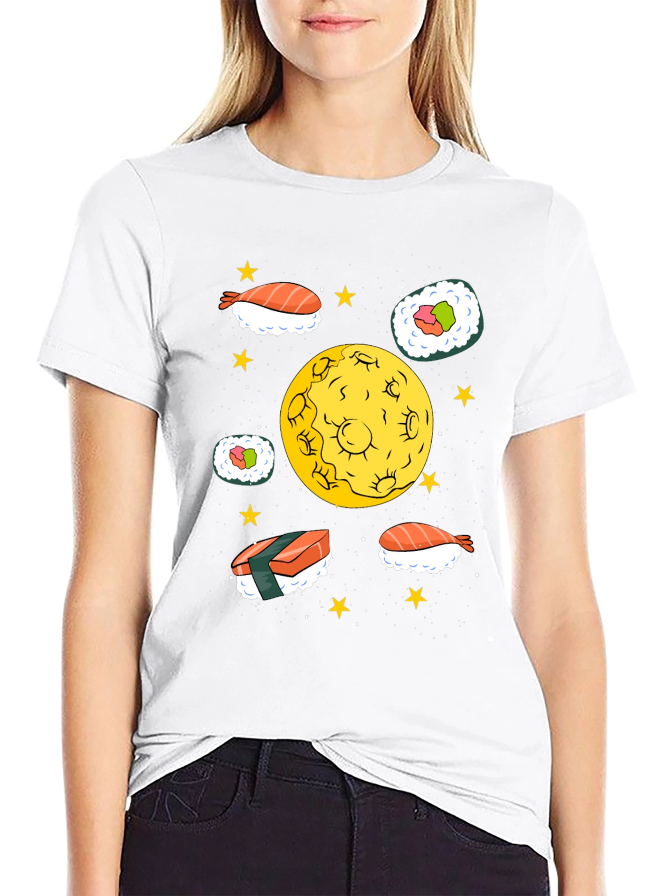 Sushi Moon Black Graphic Tee