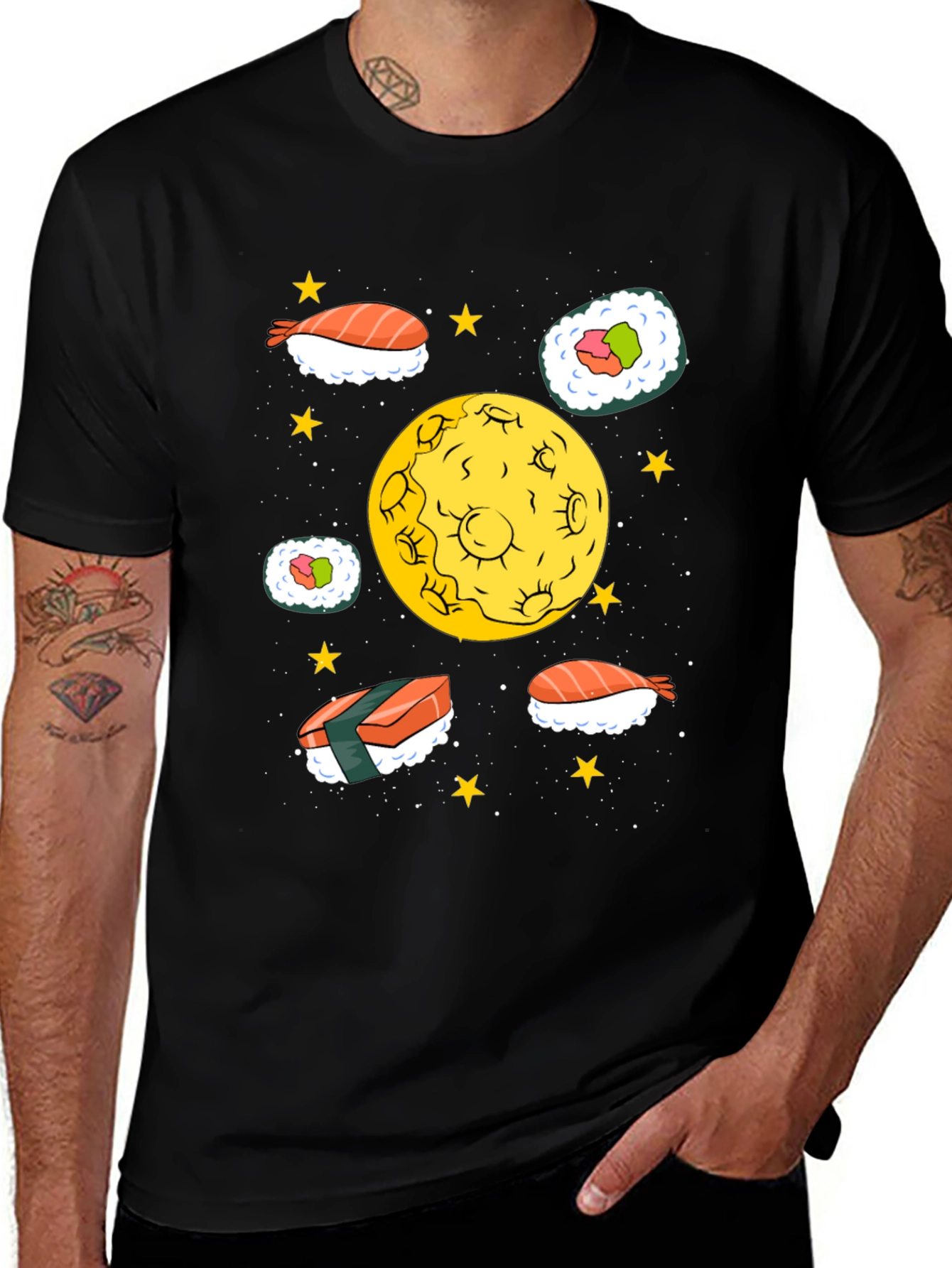 Sushi Moon Black Graphic Tee