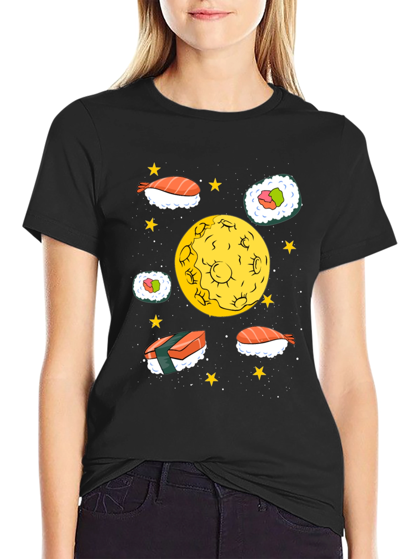 Sushi Moon Black Graphic Tee