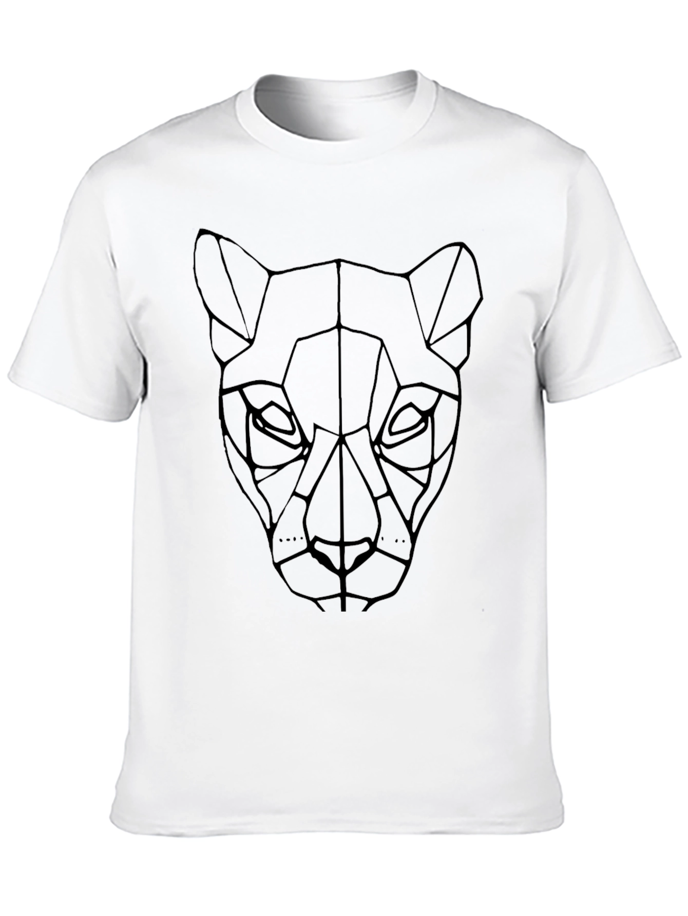 Geometric Panther Graphic T-Shirt - Stylish Black Tee