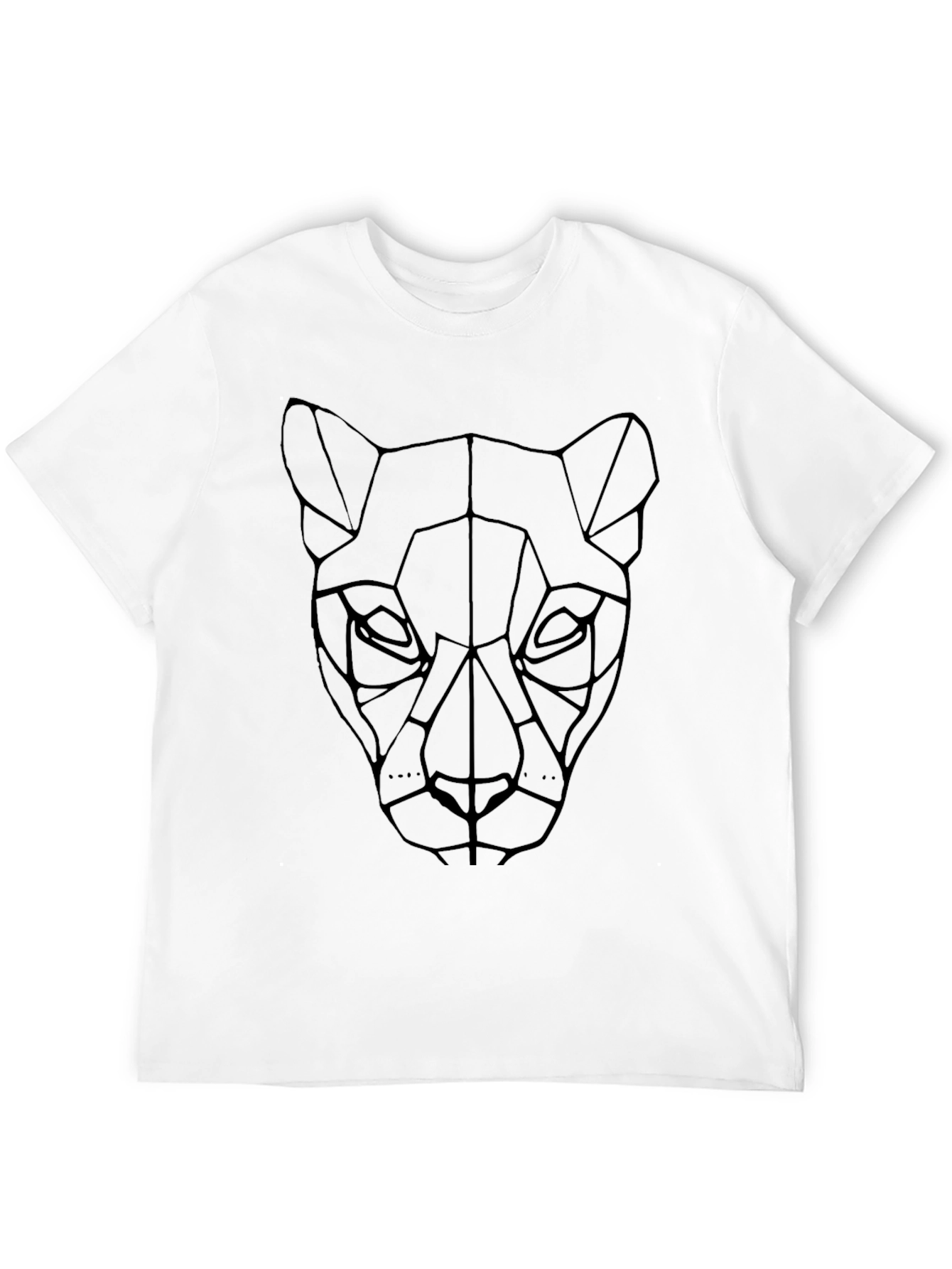 Geometric Panther Graphic T-Shirt - Stylish Black Tee