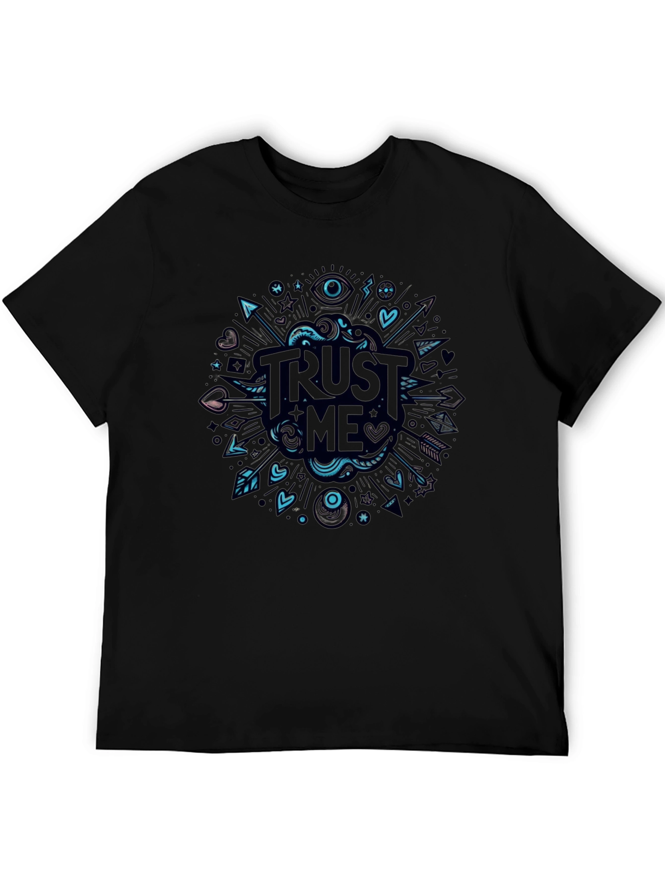 Trust Me Graphic Tee - Black Cotton Blend Shirt
