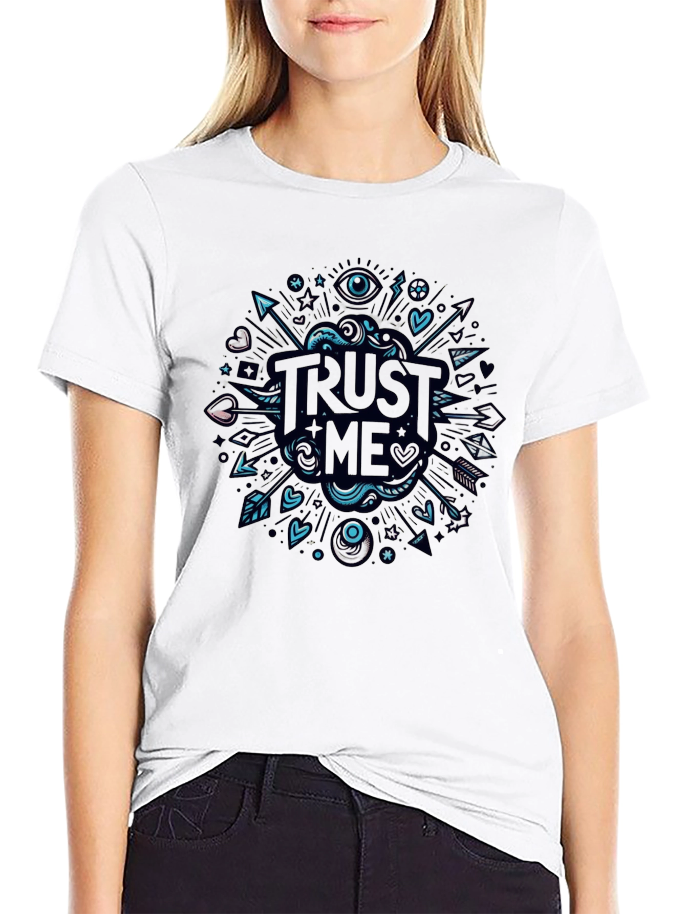 Trust Me Graphic Tee - Black Cotton Blend Shirt