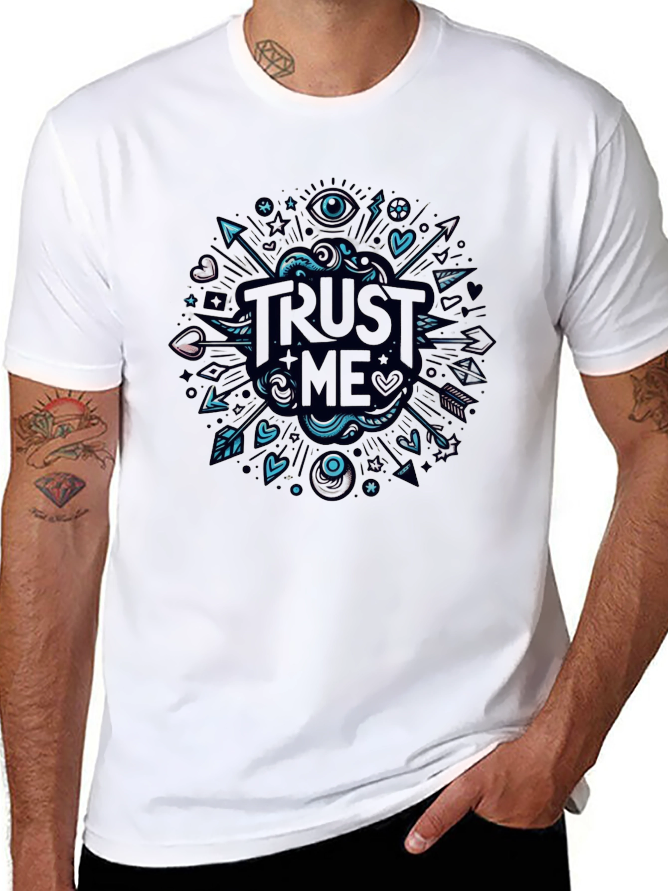 Trust Me Graphic Tee - Black Cotton Blend Shirt