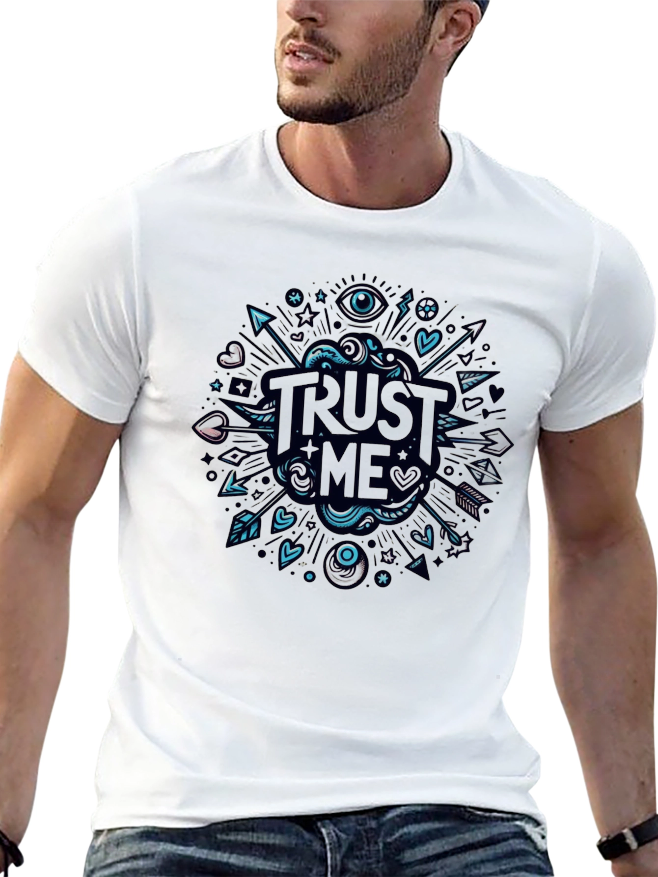 Trust Me Graphic Tee - Black Cotton Blend Shirt