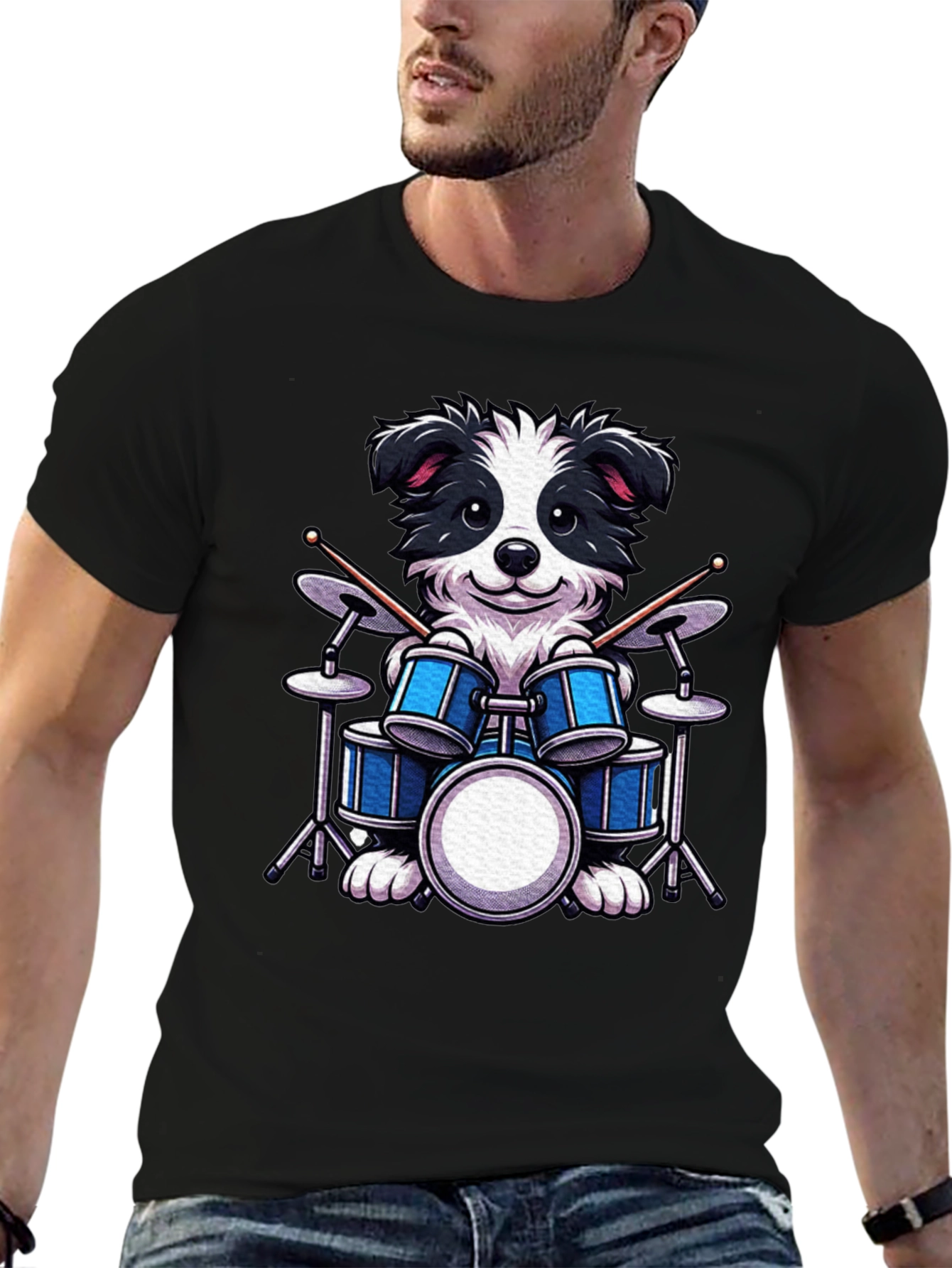 Drummer Dog T-Shirt - Black