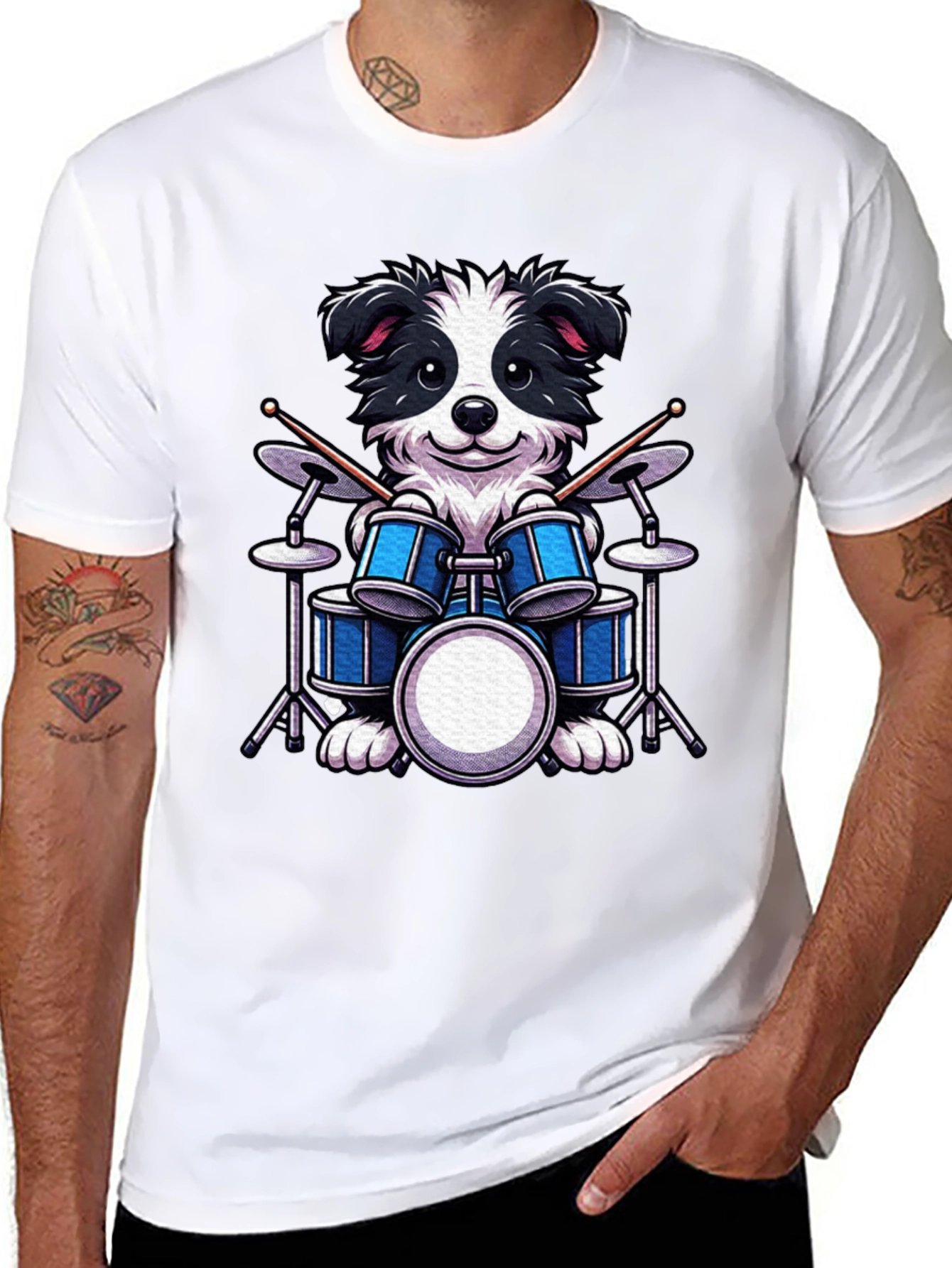 Drummer Dog T-Shirt - Black