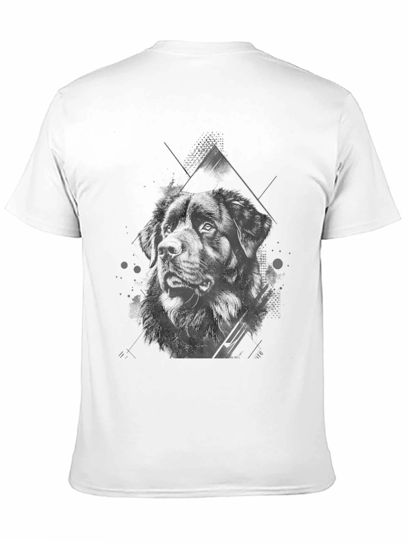 Geometric Dog Graphic Black T-Shirt
