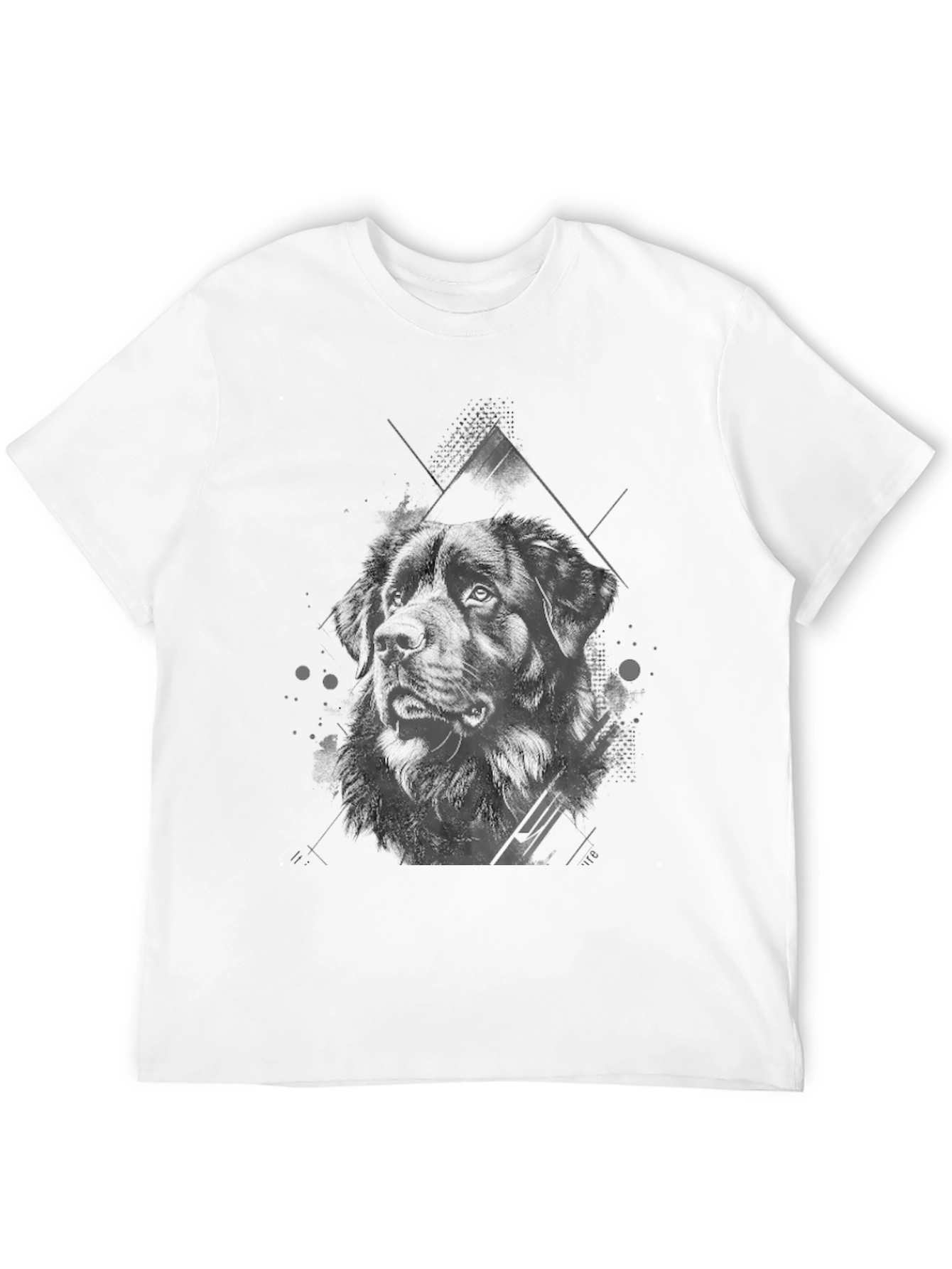 Geometric Dog Graphic Black T-Shirt