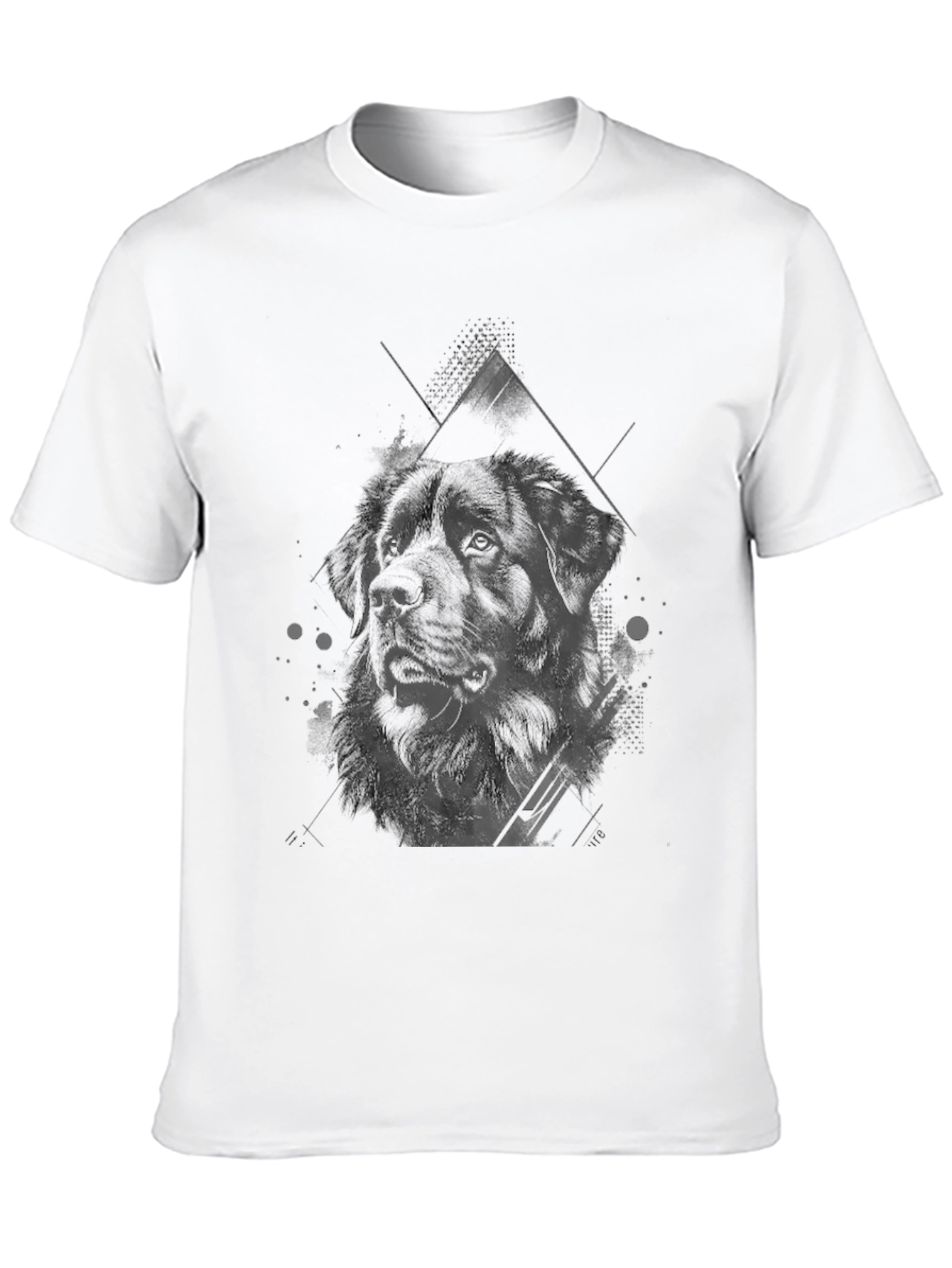 Geometric Dog Graphic Black T-Shirt