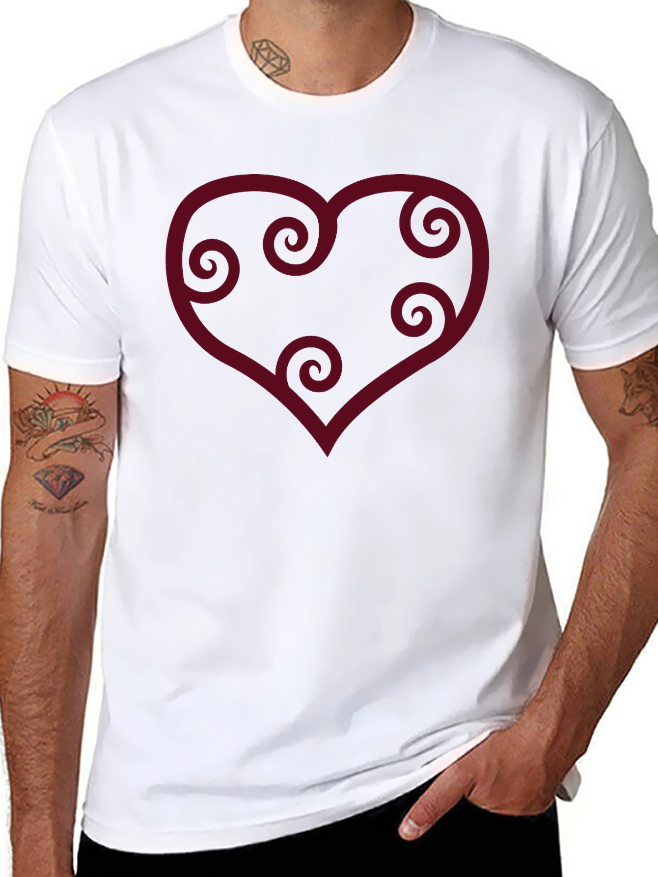 Heart Swirls Graphic Black T-Shirt
