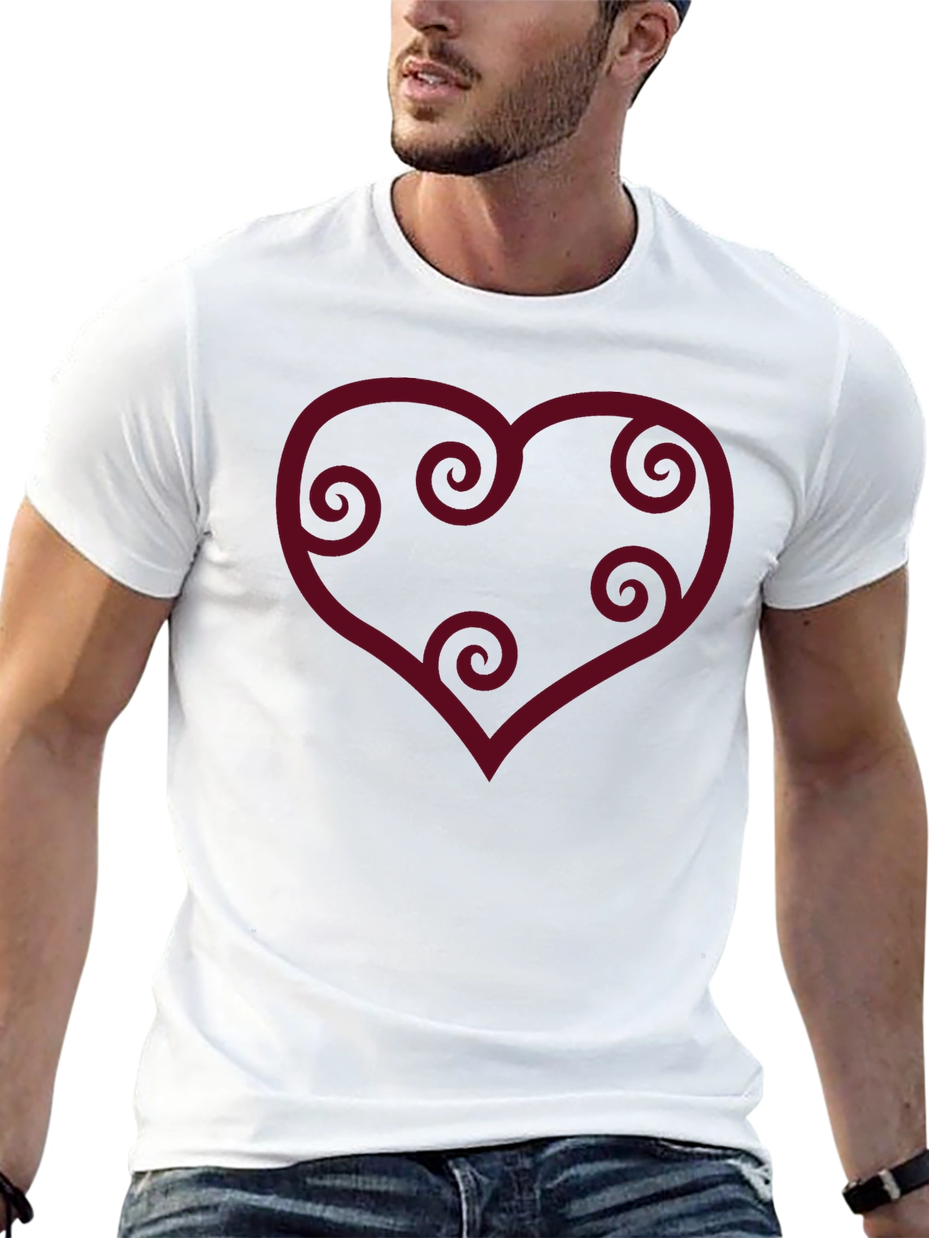 Heart Swirls Graphic Black T-Shirt