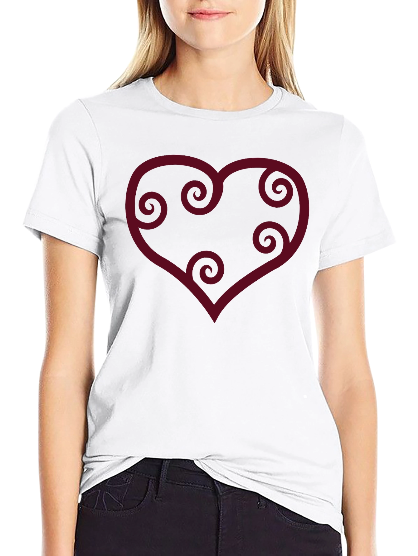 Heart Swirls Graphic Black T-Shirt