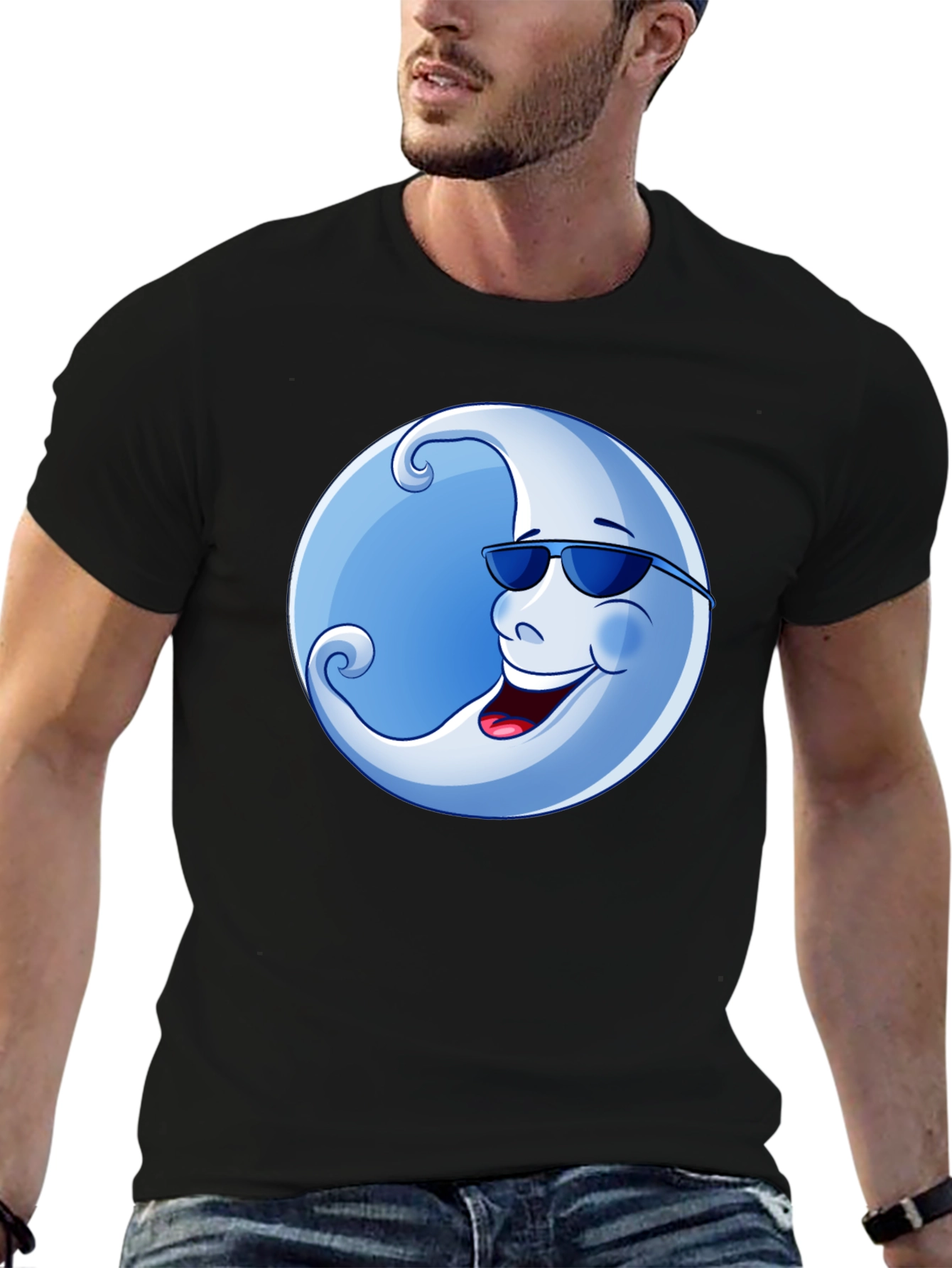 Cool Moon Graphic T-Shirt - Black Cotton Tee