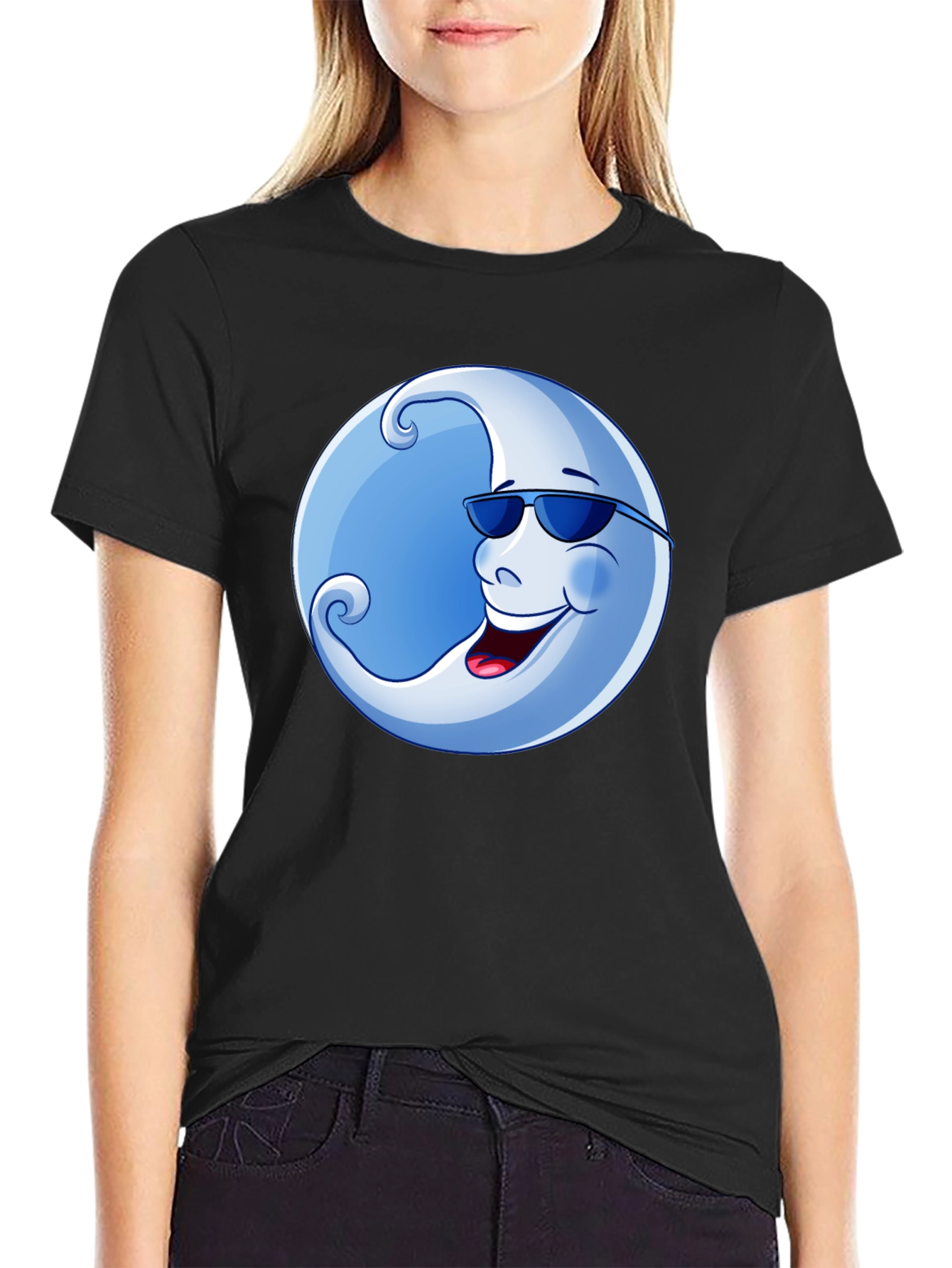 Cool Moon Graphic T-Shirt - Black Cotton Tee