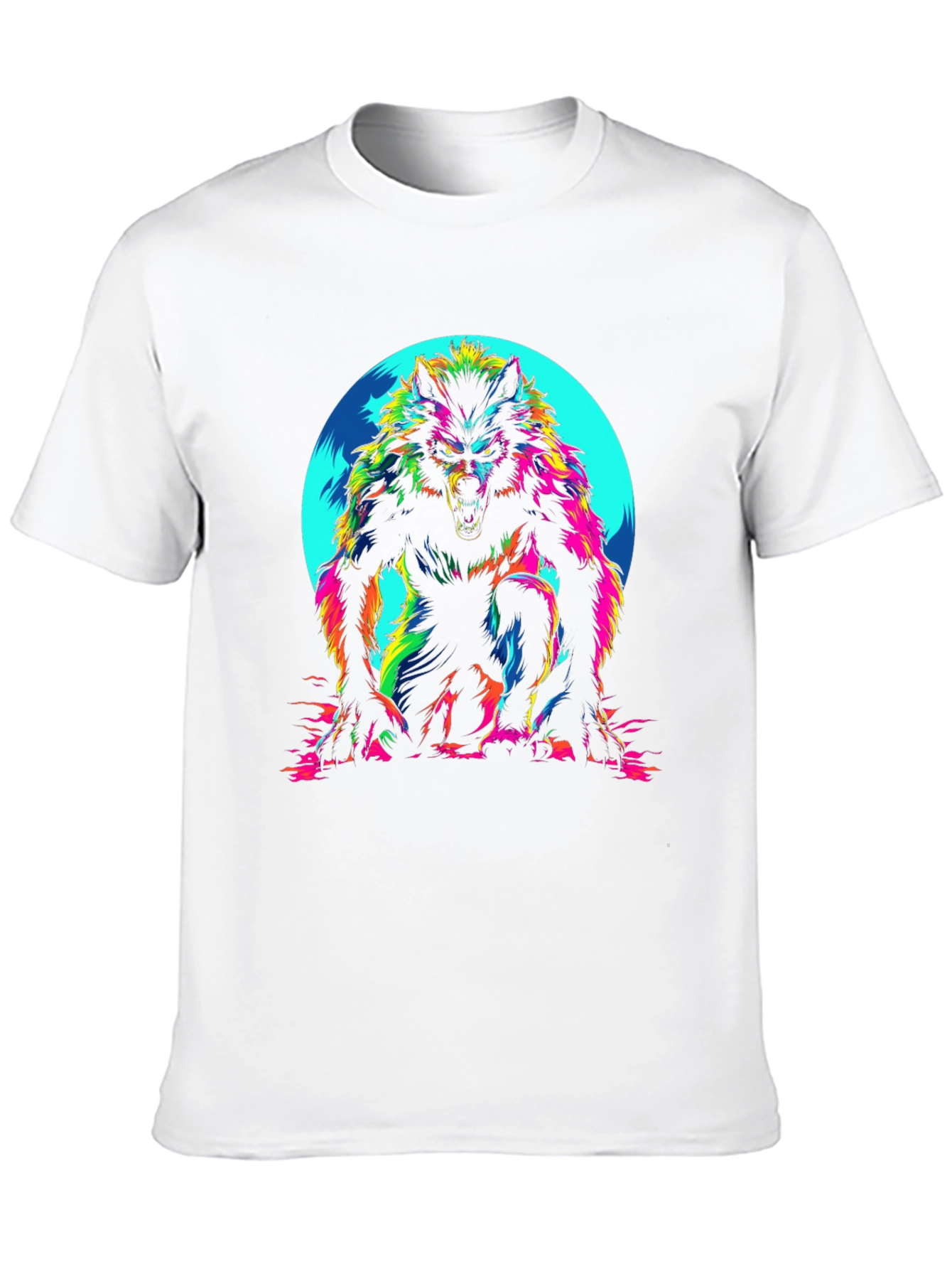 Vibrant Werewolf Graphic T-Shirt - Mens Black Crew Neck
